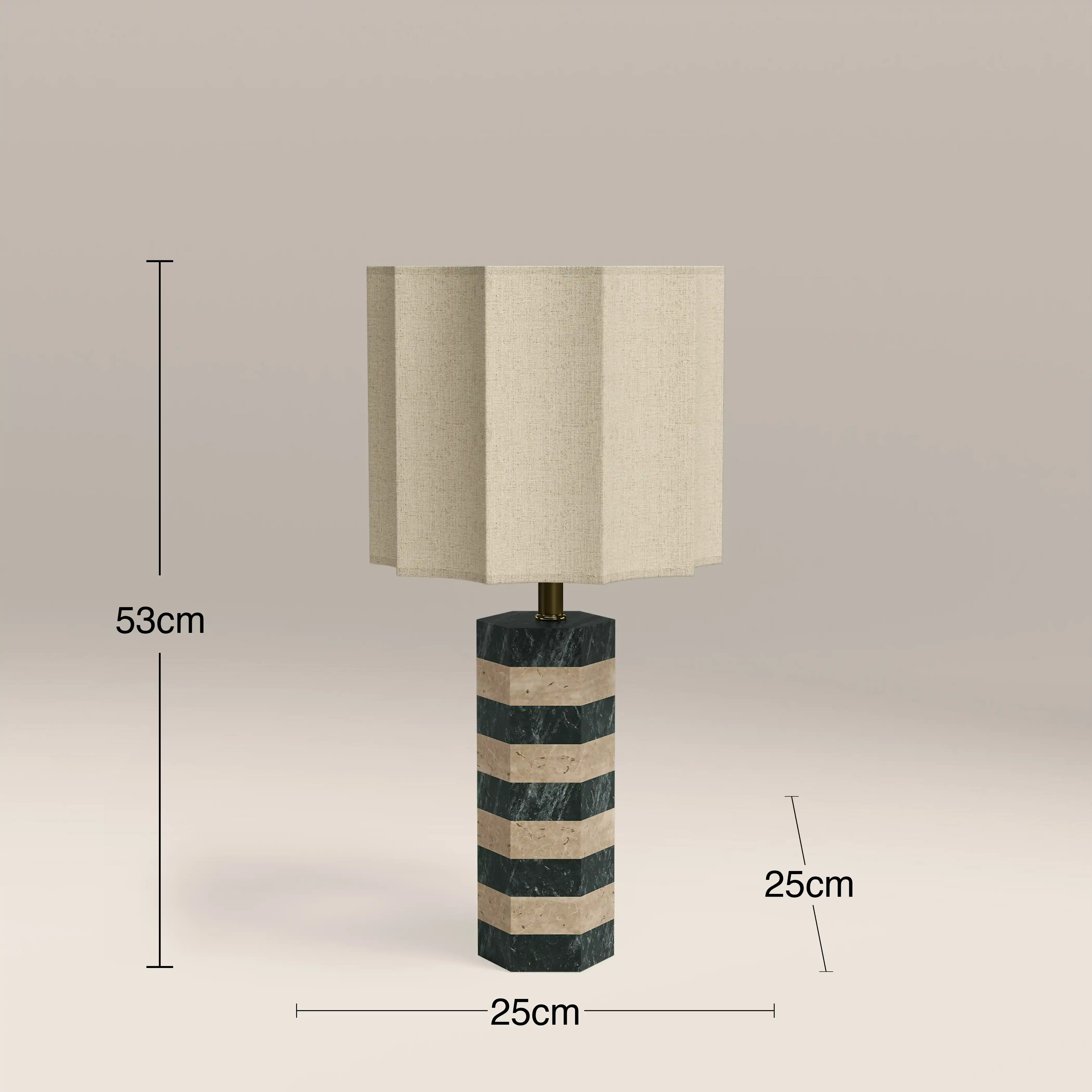 Kenny Table Lamp | Dark Green Marble & Natural Travertine - Image 4
