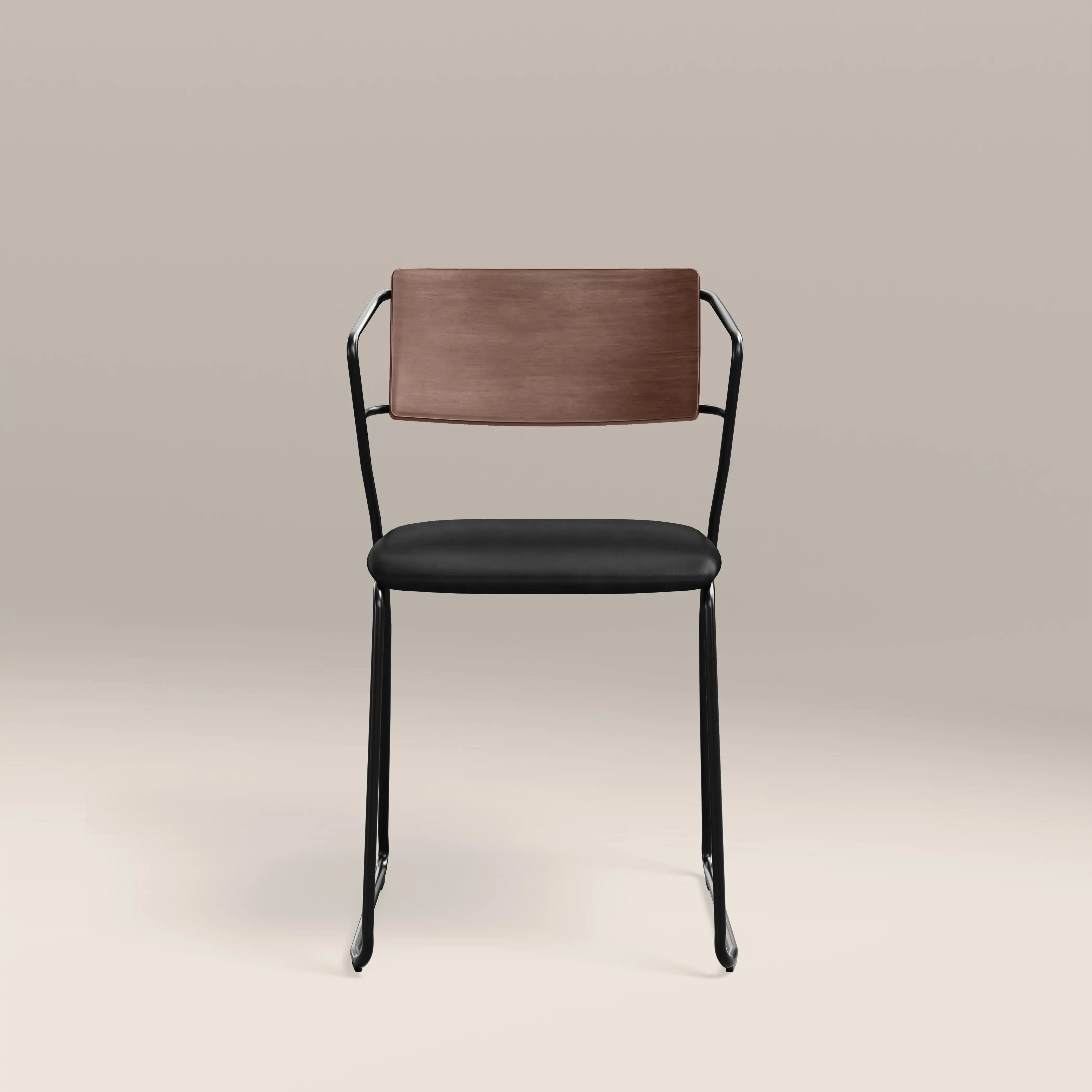 Kensal Stackable Dining Chair | Vintage Black Faux Leather & Black - Image 5
