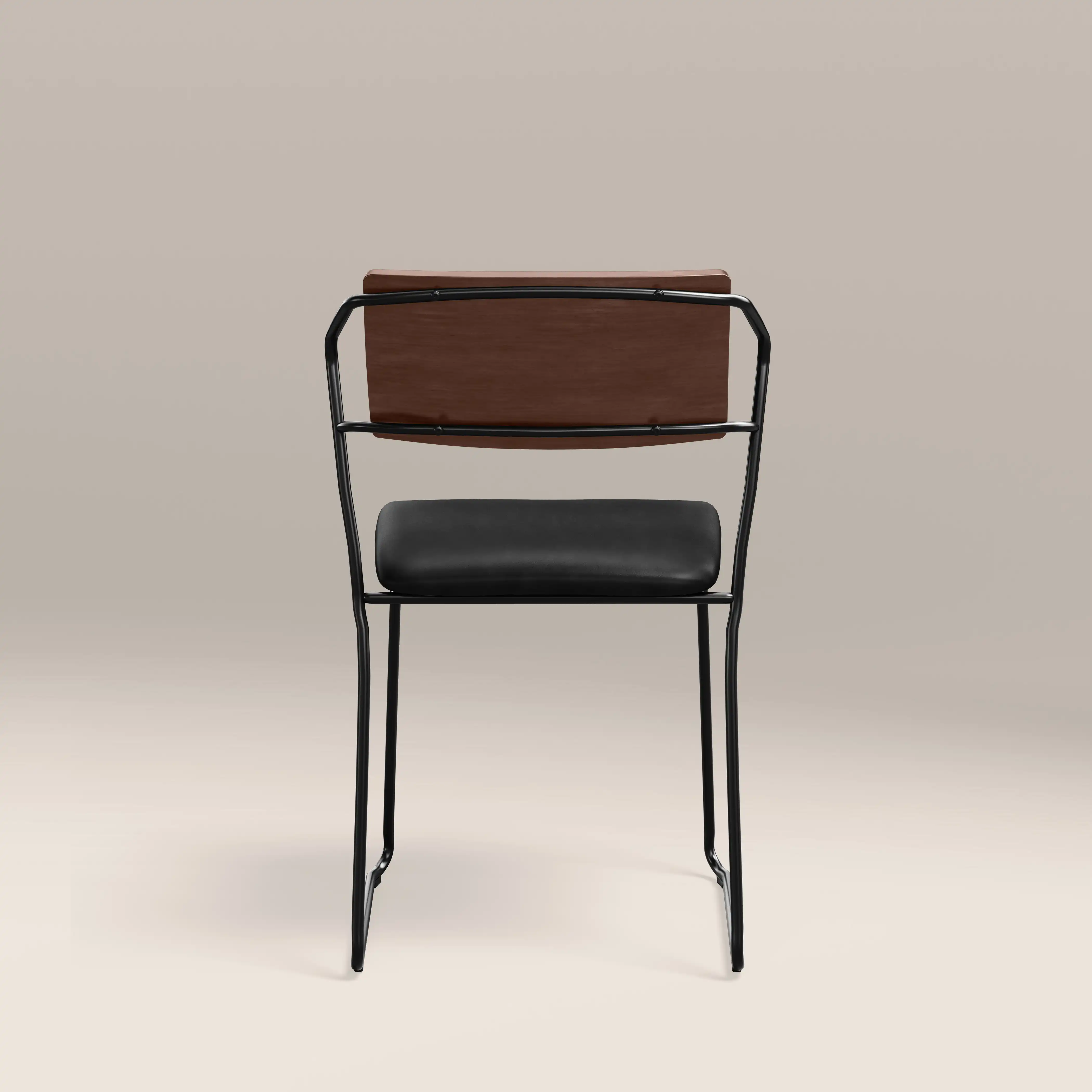 Kensal Stackable Dining Chair | Vintage Black Faux Leather & Black - Image 8