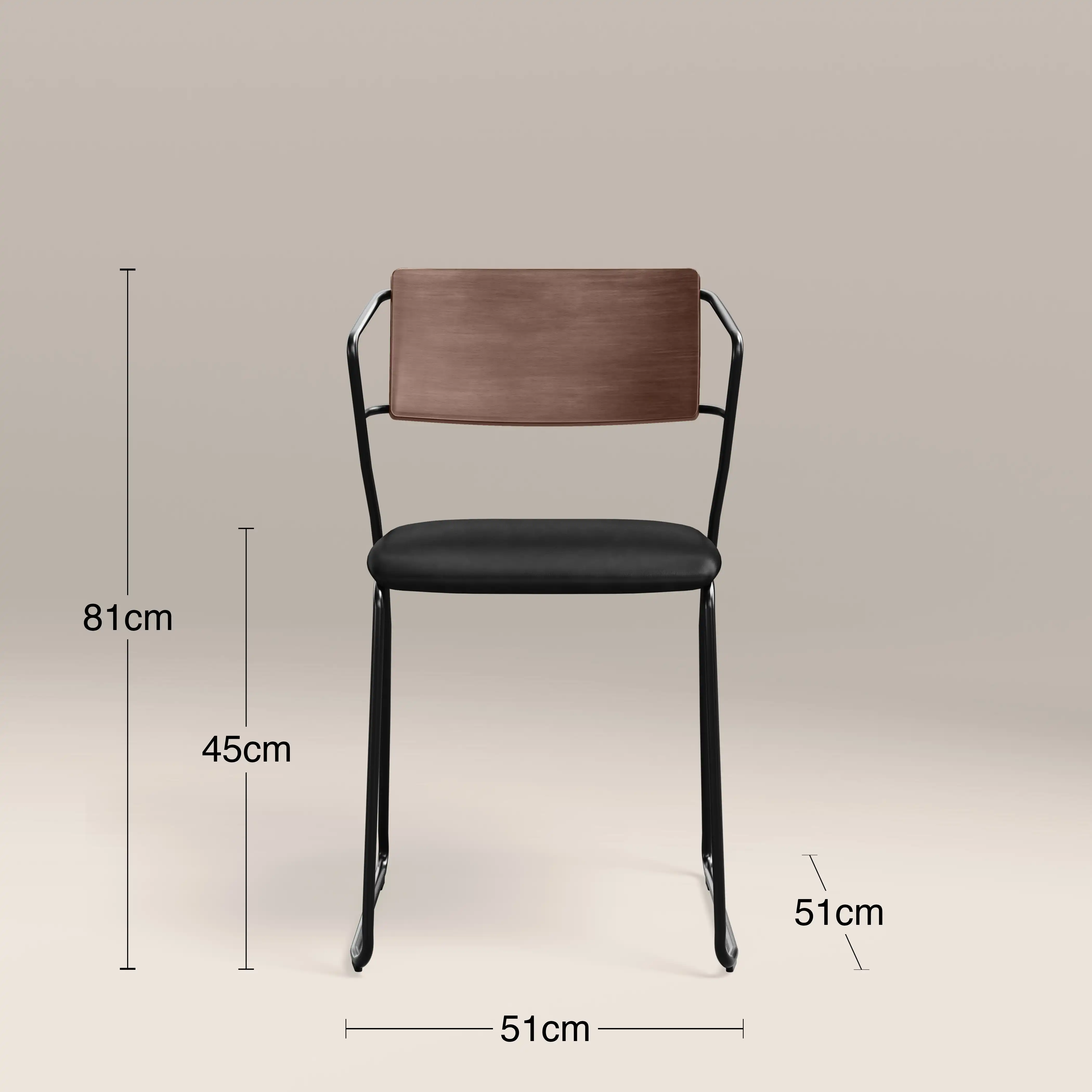 Kensal Stackable Dining Chair | Vintage Black Faux Leather & Black - Image 9