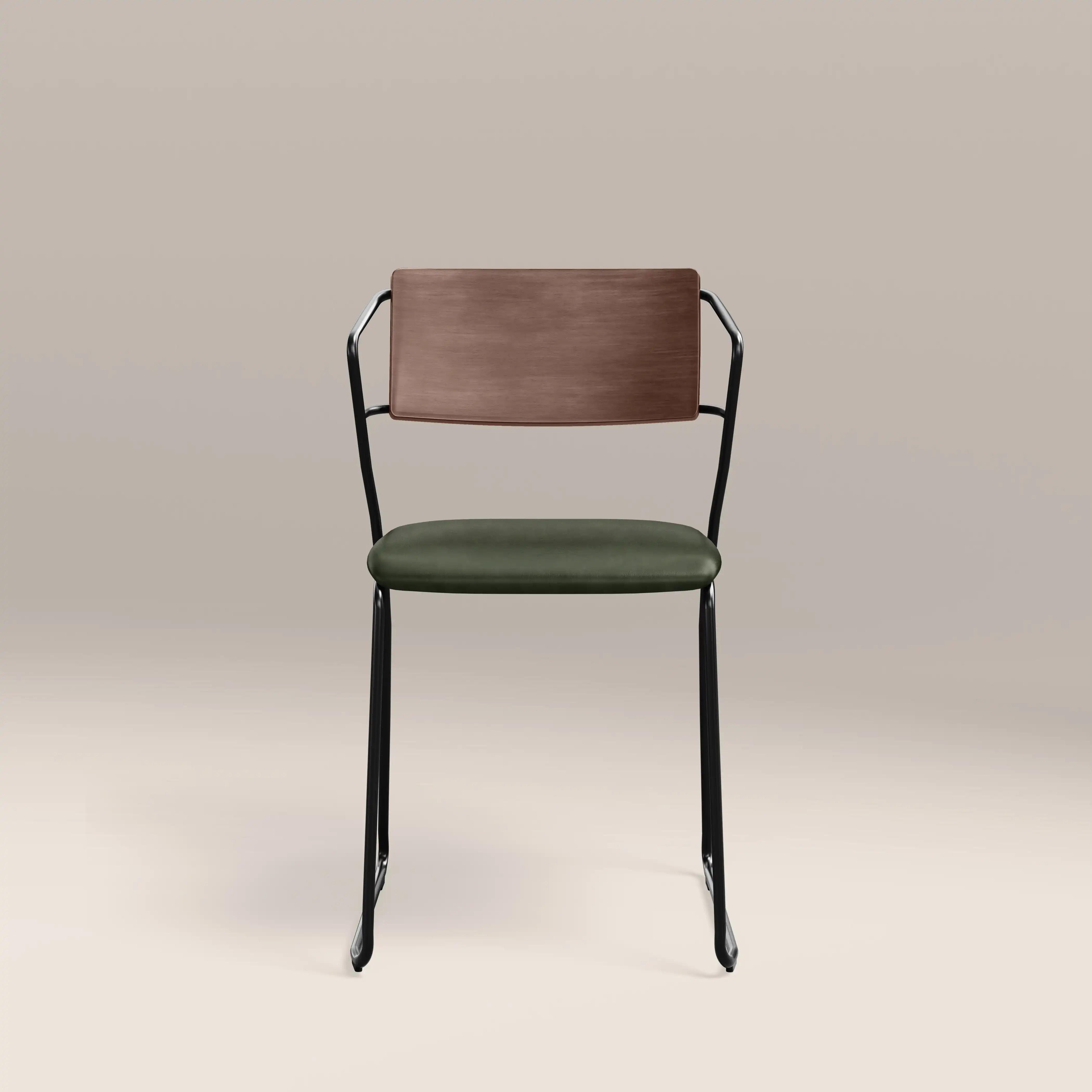 Kensal Stackable Dining Chair | Vintage Green Faux Leather & Black - Image 4