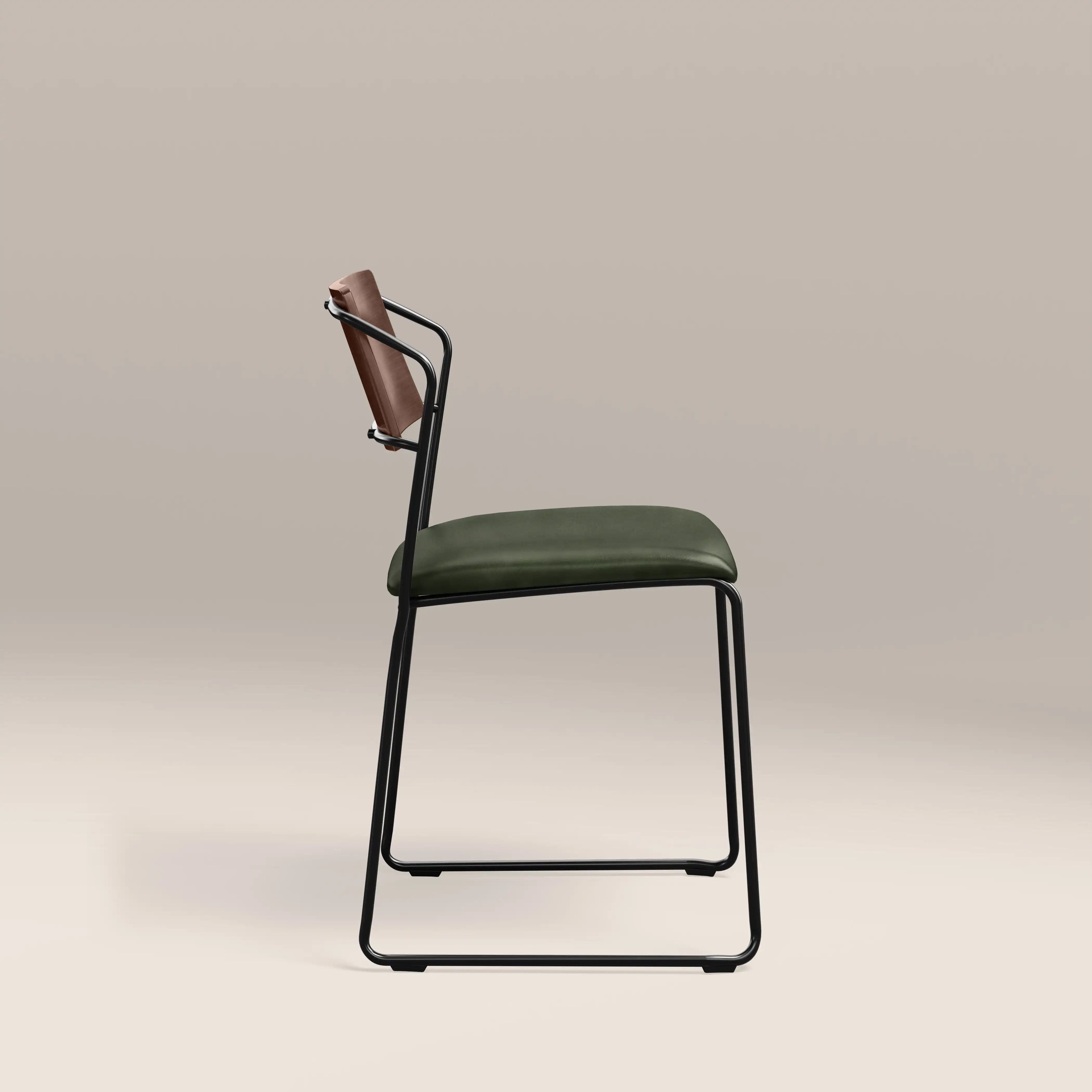 Kensal Stackable Dining Chair | Vintage Green Faux Leather & Black - Image 6