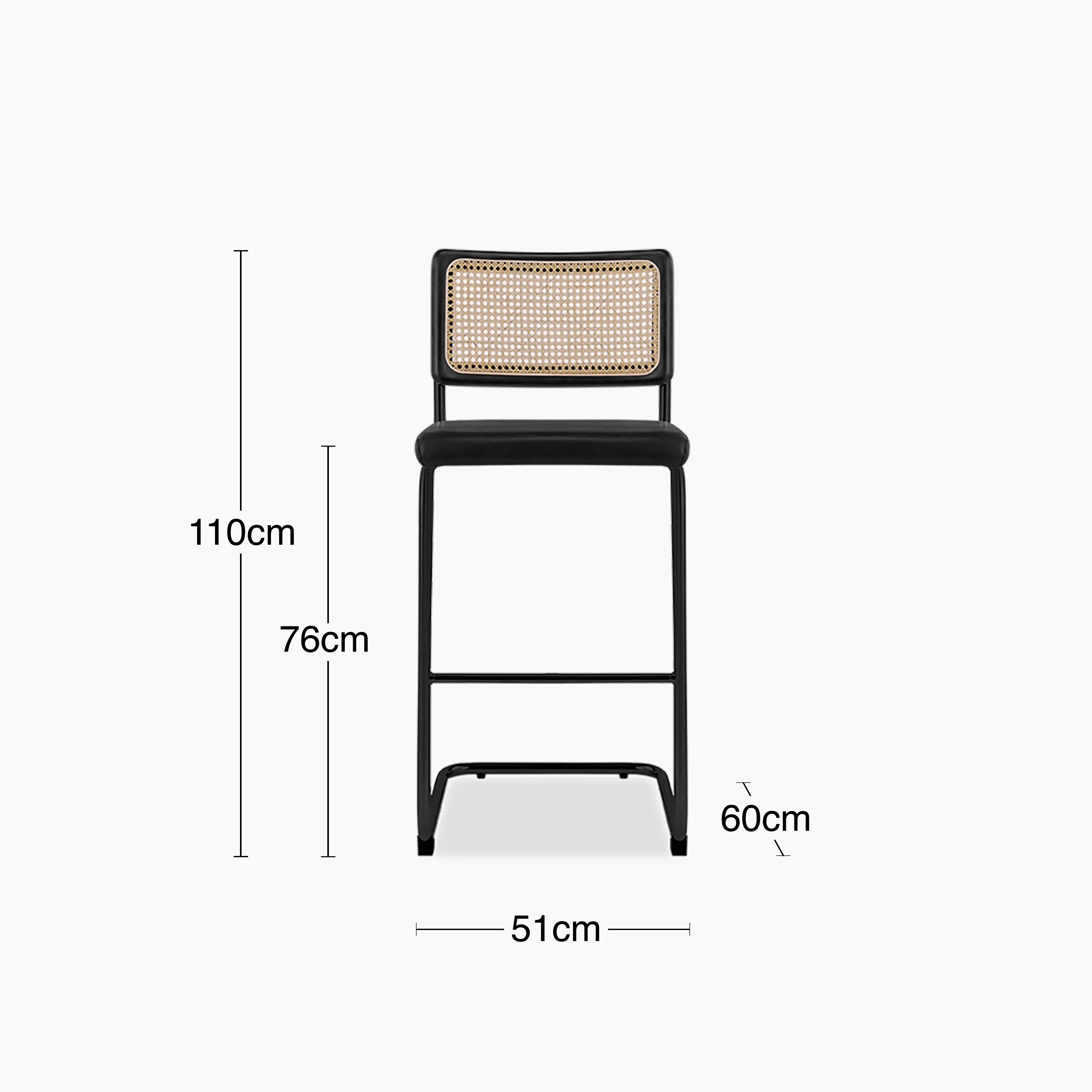 Kenton Bar Stool | Vintage Black Faux Leather & Black - Image 8