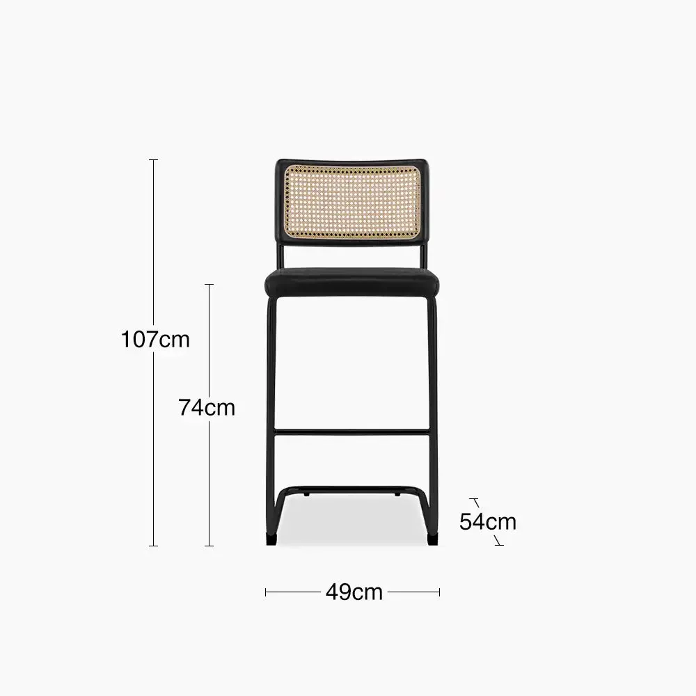 Kenton Bar Stool | Vintage Black Faux Leather & Black - Image 8