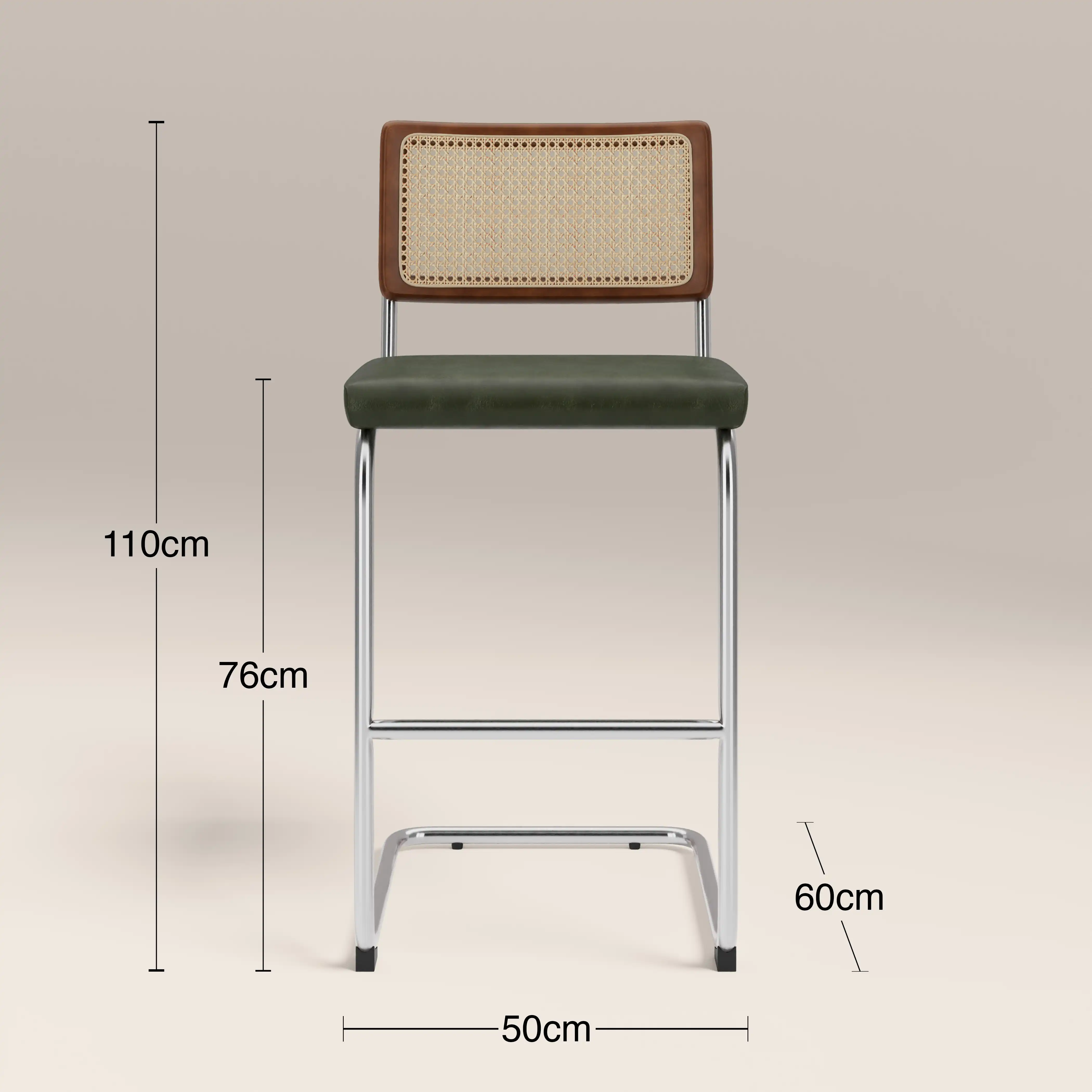 Kenton Bar Stool | Vintage Green Faux Leather & Chrome - Image 7