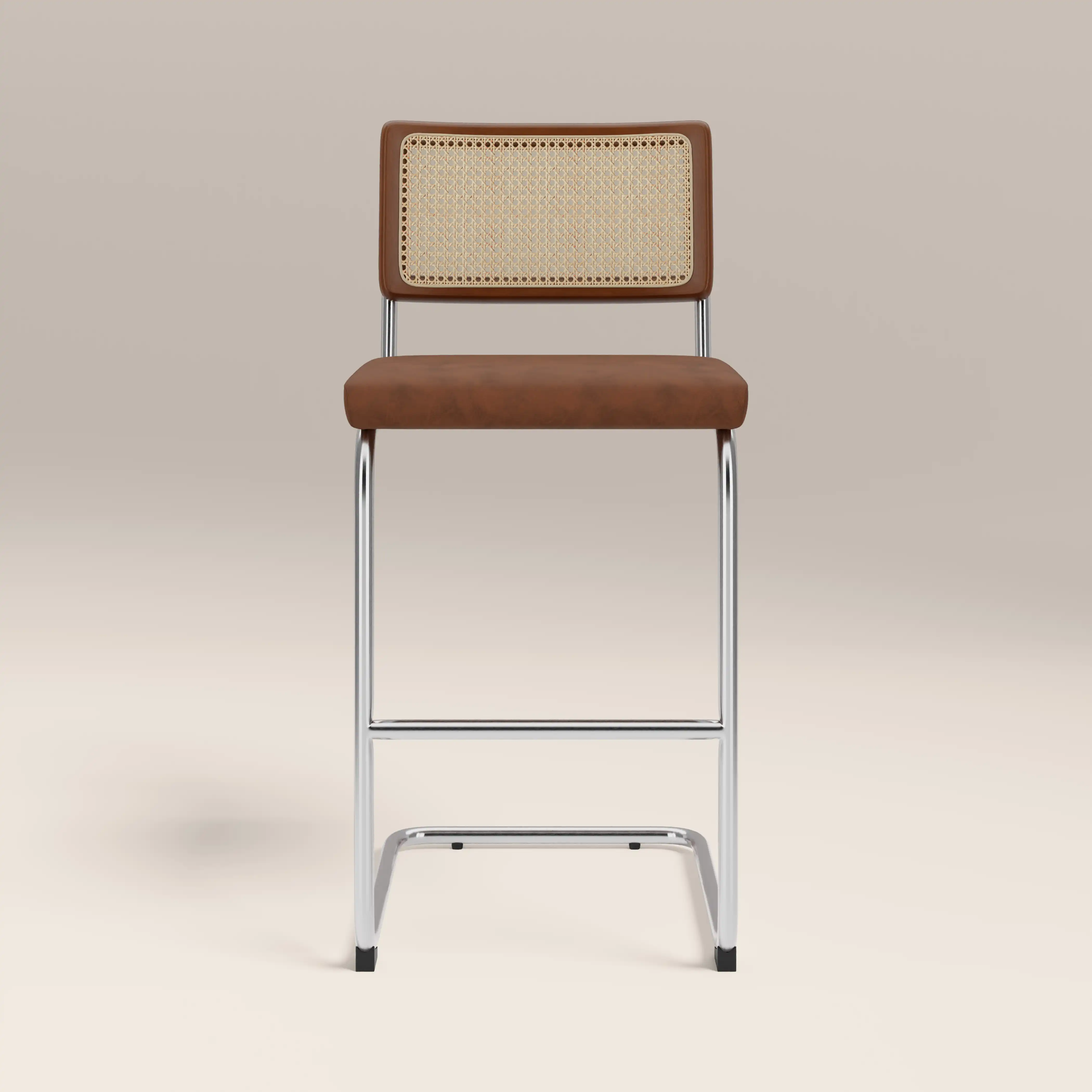 Kenton Bar Stool | Vintage Tan Faux Leather & Chrome - Image 2