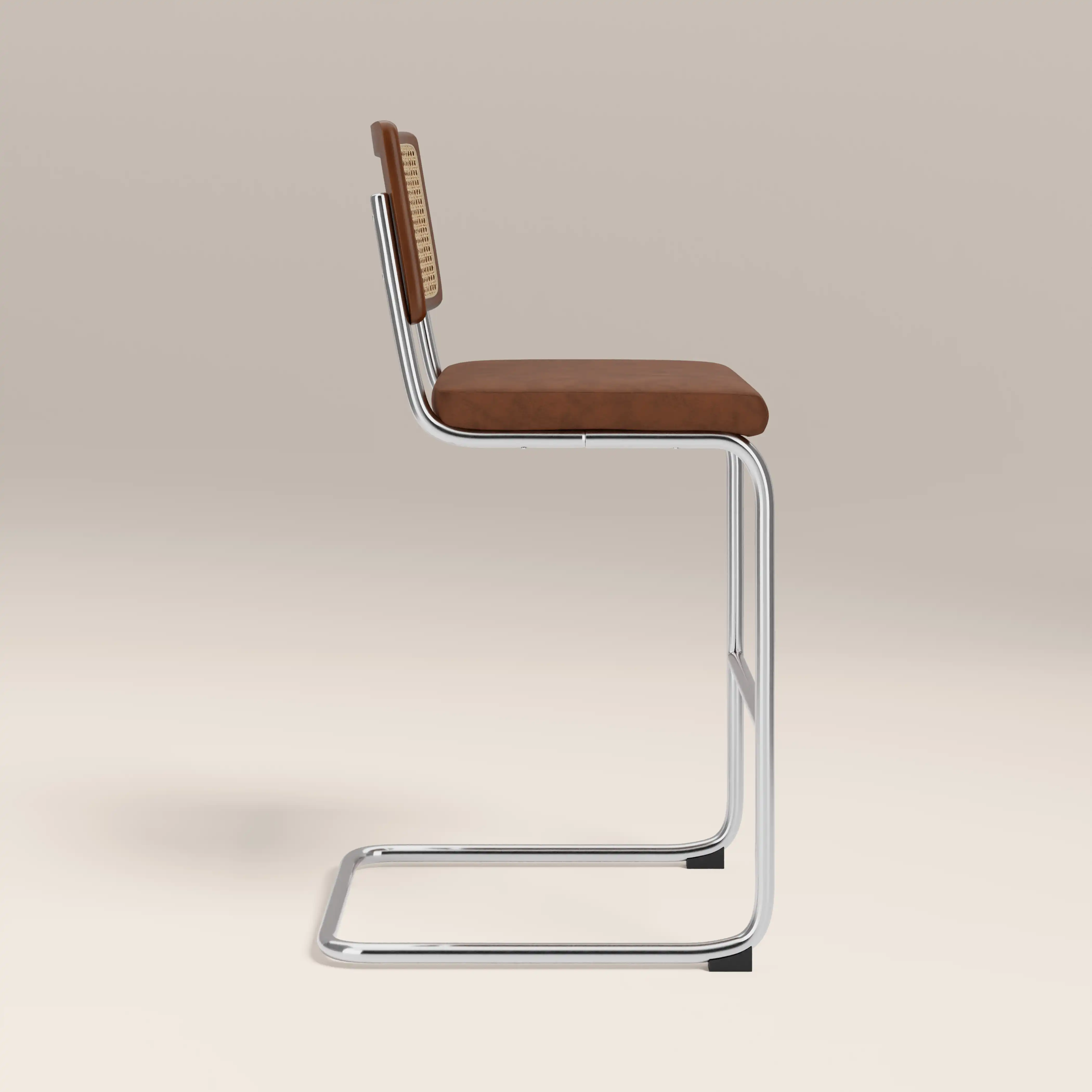 Kenton Bar Stool | Vintage Tan Faux Leather & Chrome - Image 4