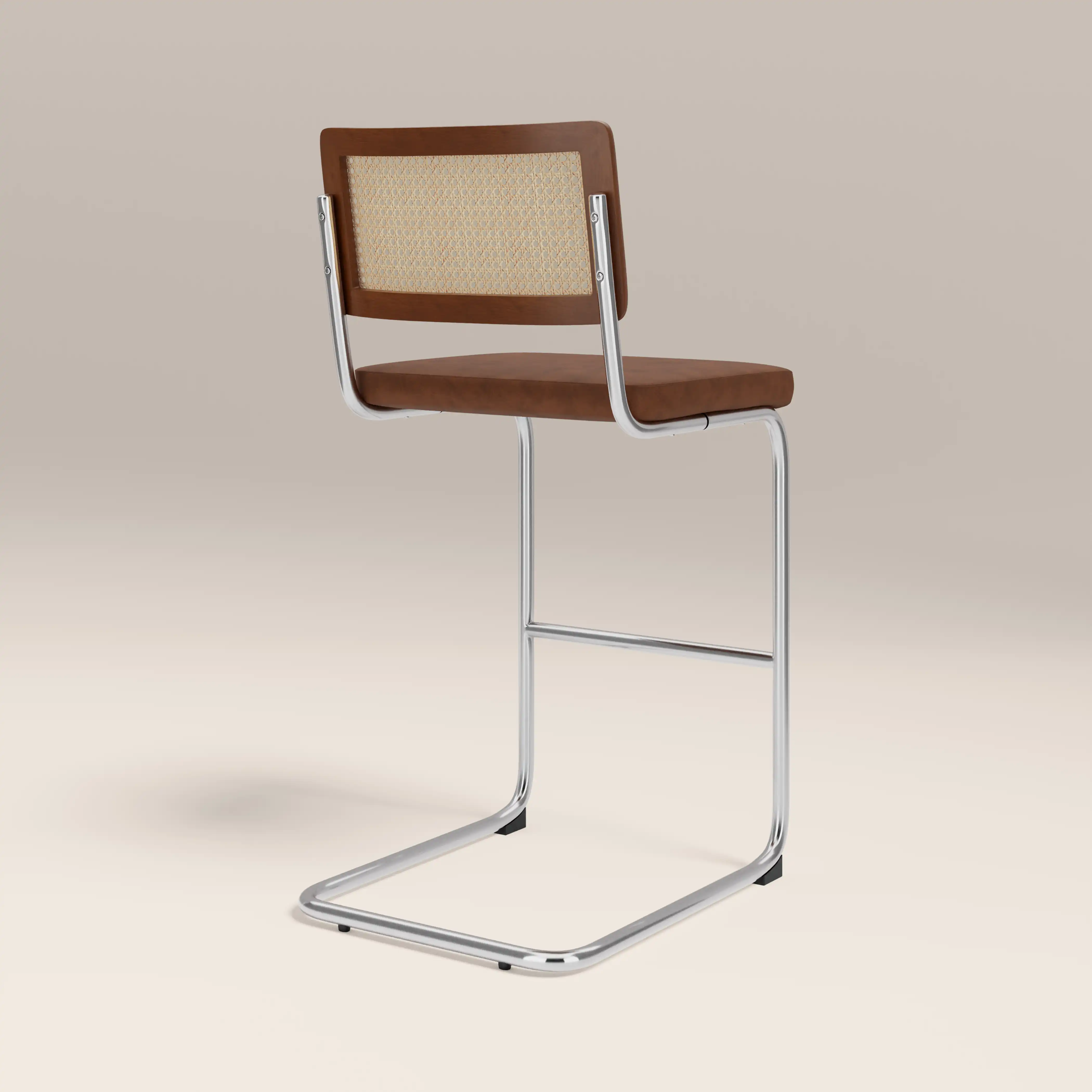 Kenton Bar Stool | Vintage Tan Faux Leather & Chrome - Image 5