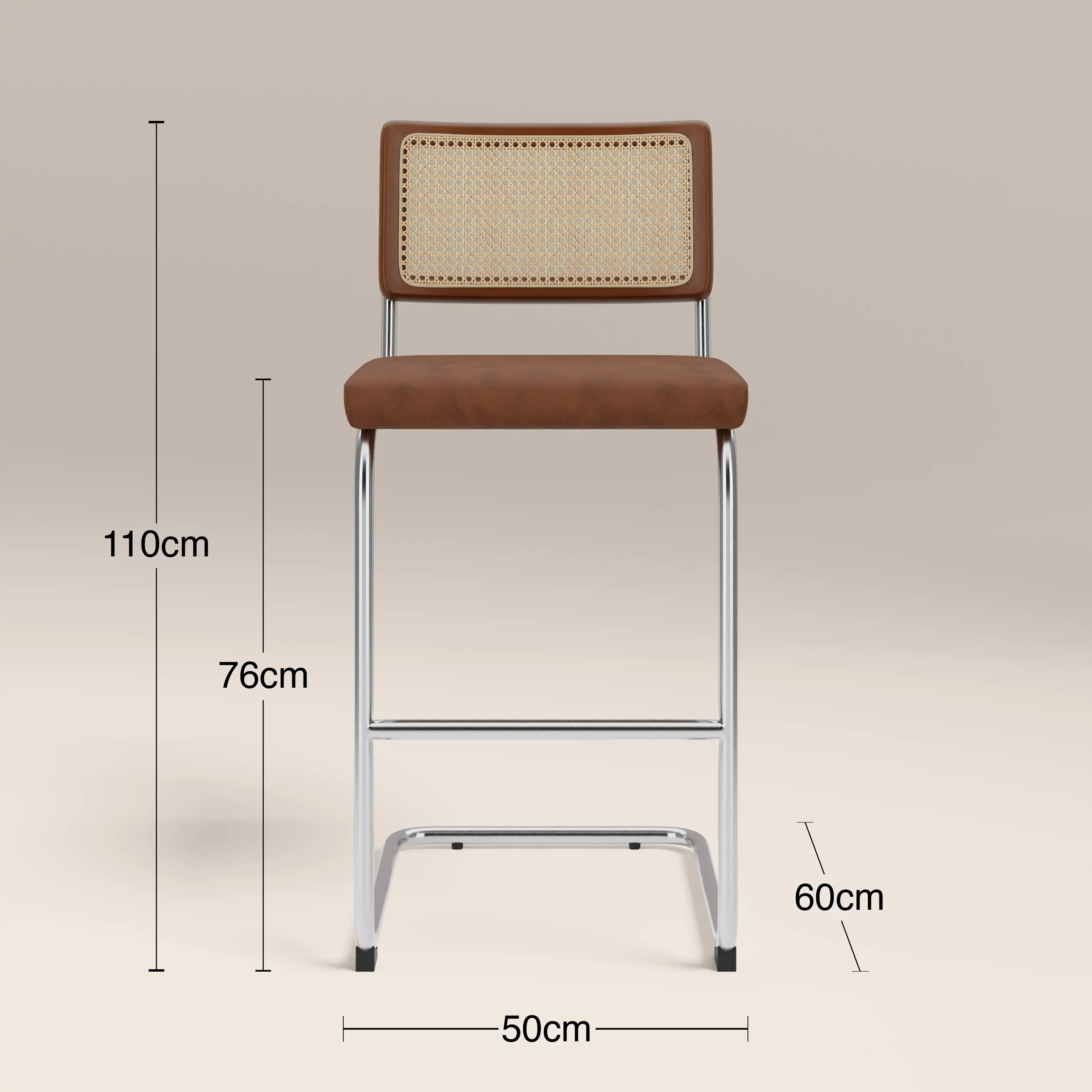 Kenton Bar Stool | Vintage Tan Faux Leather & Chrome - Image 7
