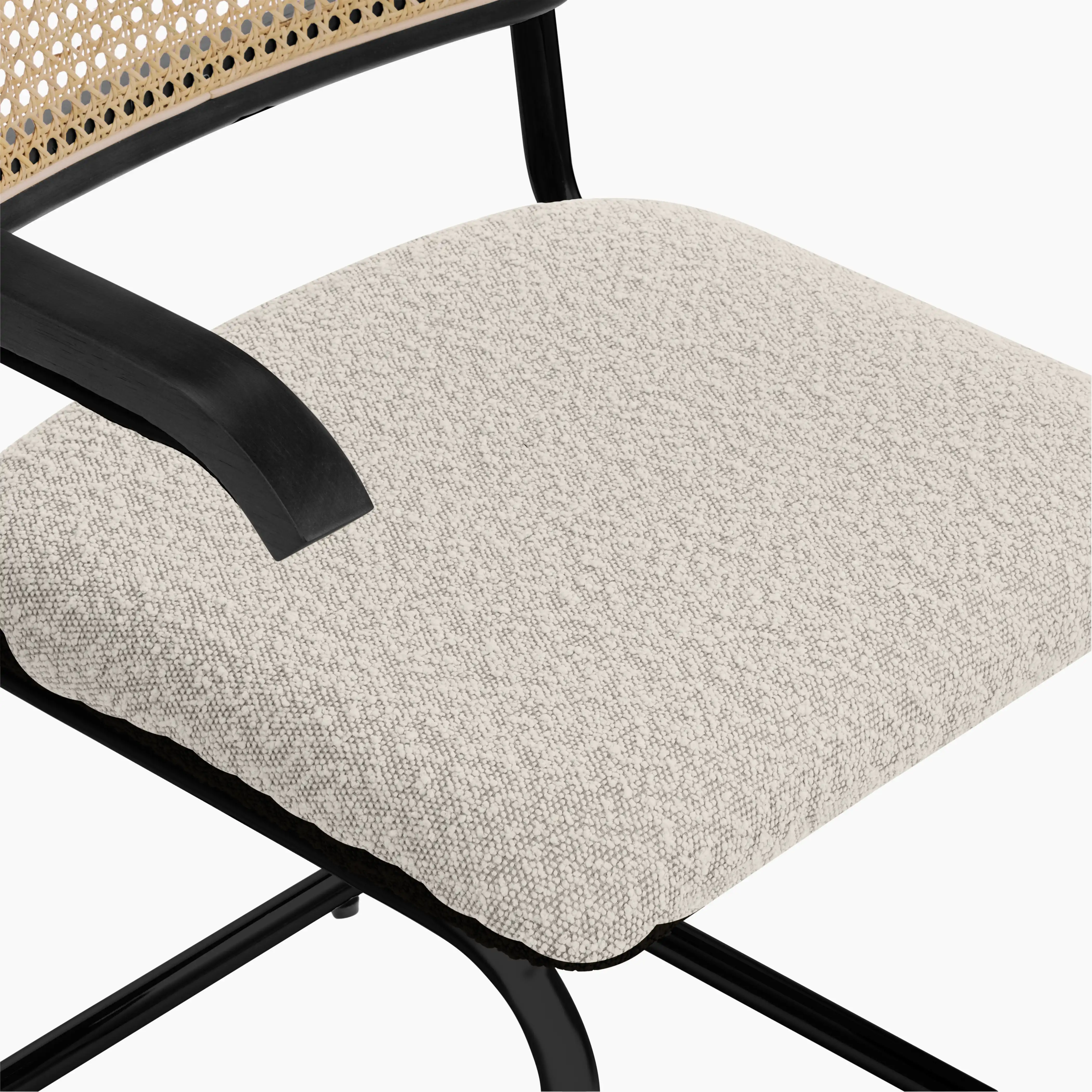 Kenton Carver Dining Chair | Speckled Stone Sustainable Boucle & Black - Image 7
