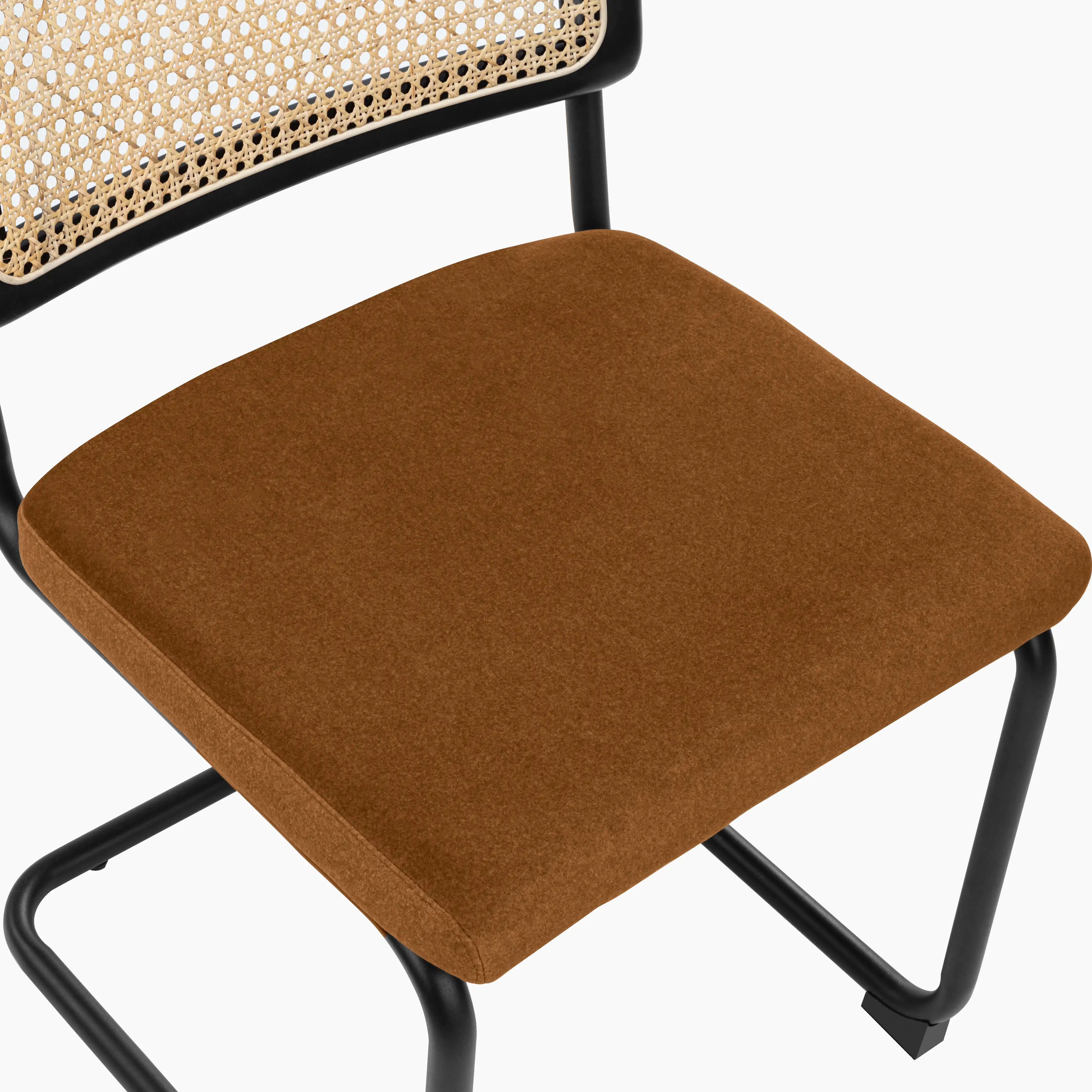 Kenton Dining Chair | Caramel Brown Sustainable Mohair Velvet & Black - Image 7