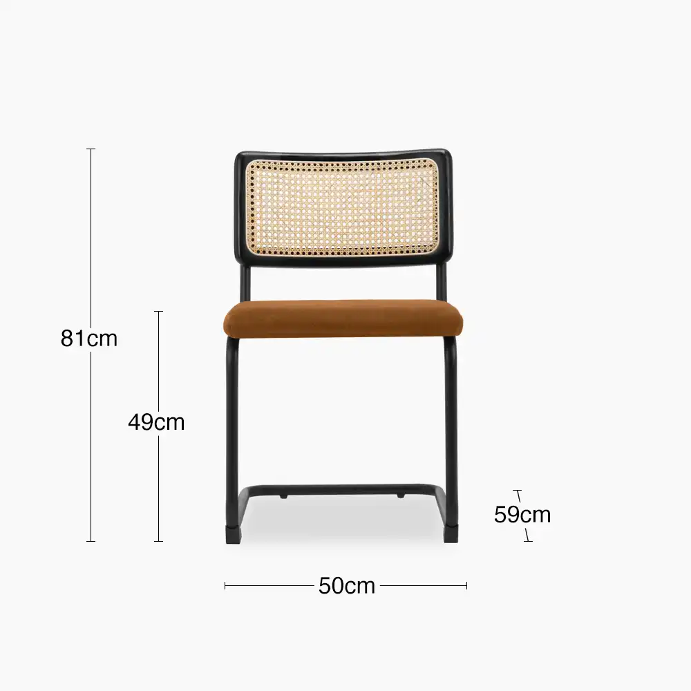 Kenton Dining Chair | Caramel Brown Sustainable Mohair Velvet & Black - Image 8