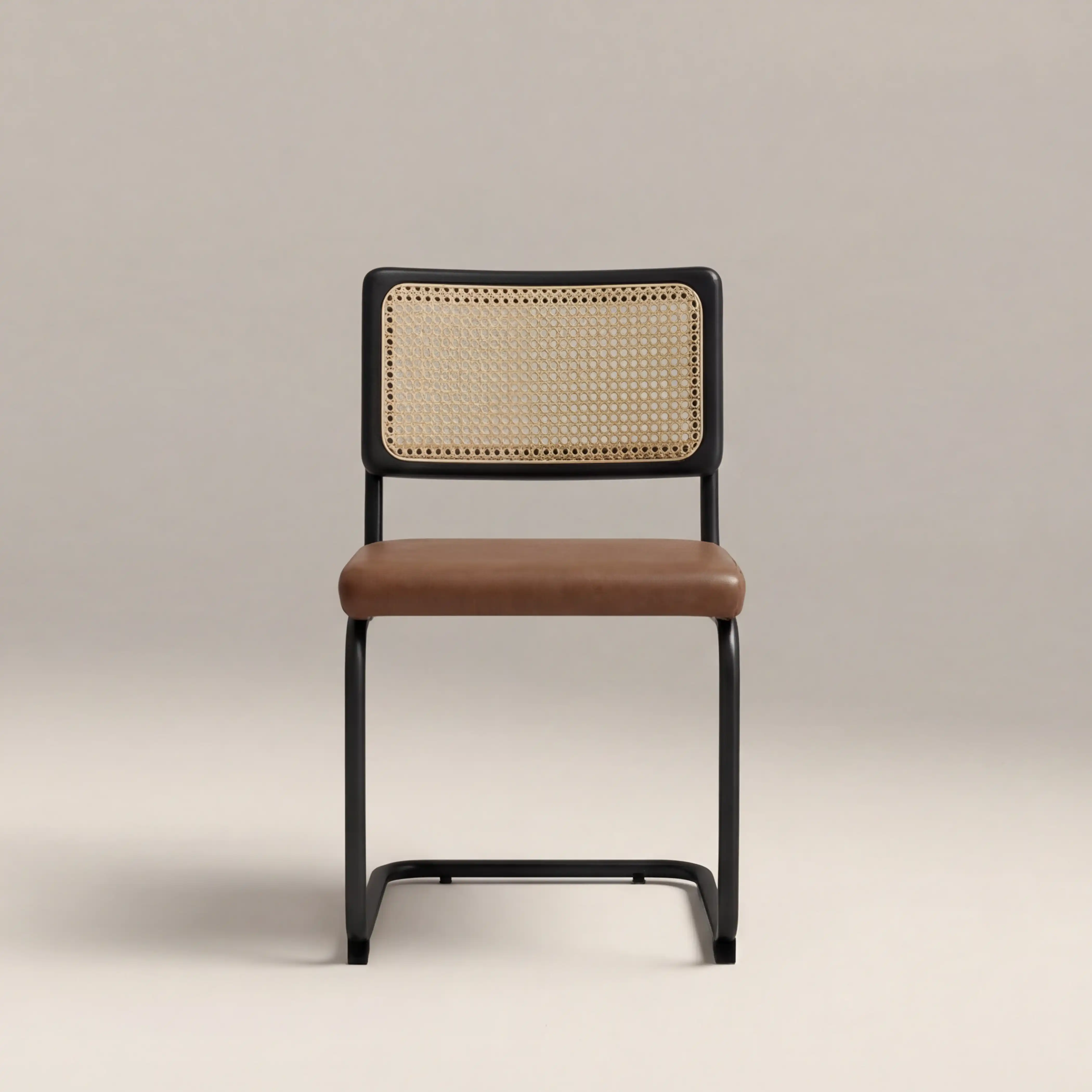 Kenton Dining Chair | Vintage Tan Faux Leather & Black - Image 3