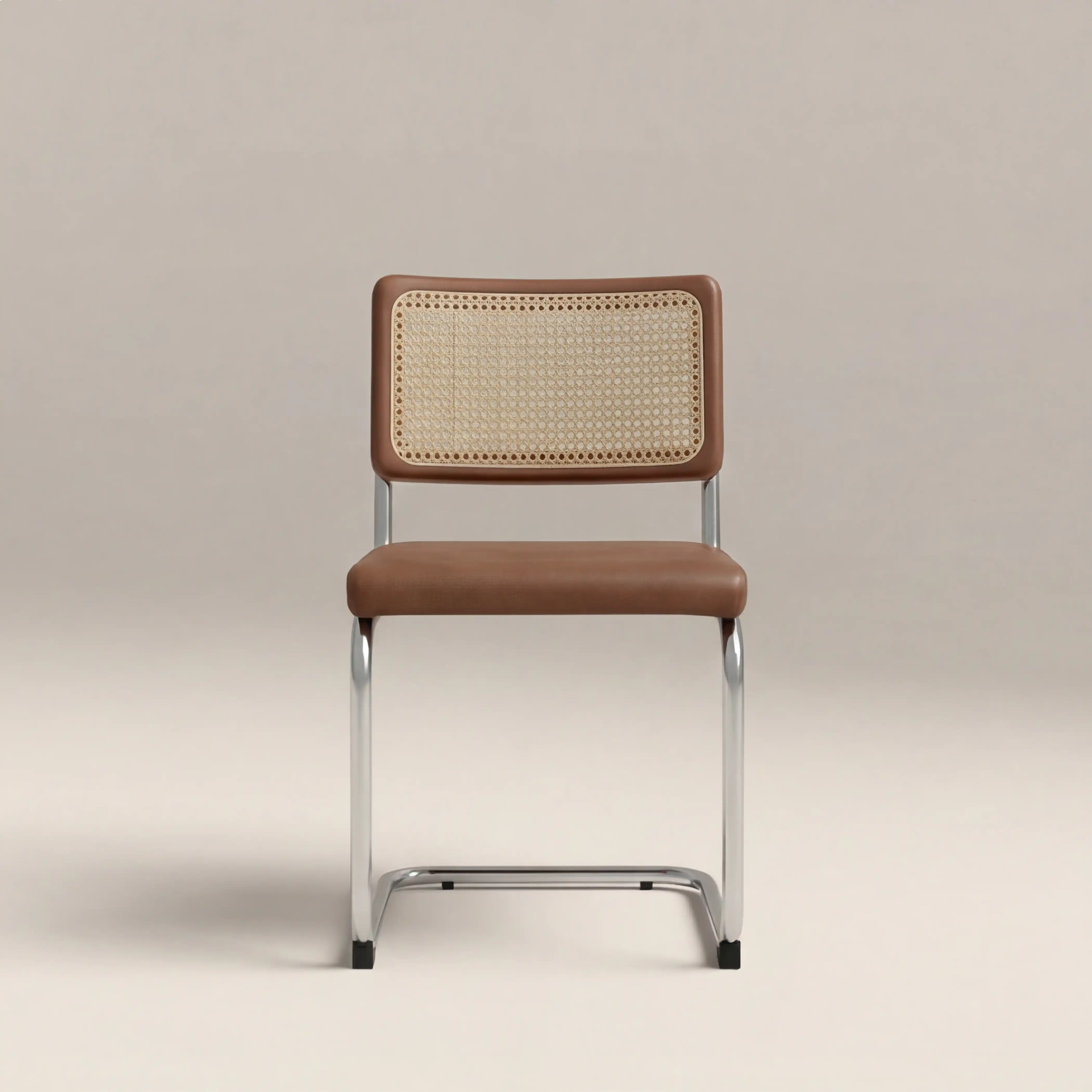 Kenton Dining Chair | Vintage Tan Faux Leather & Chrome - Image 3