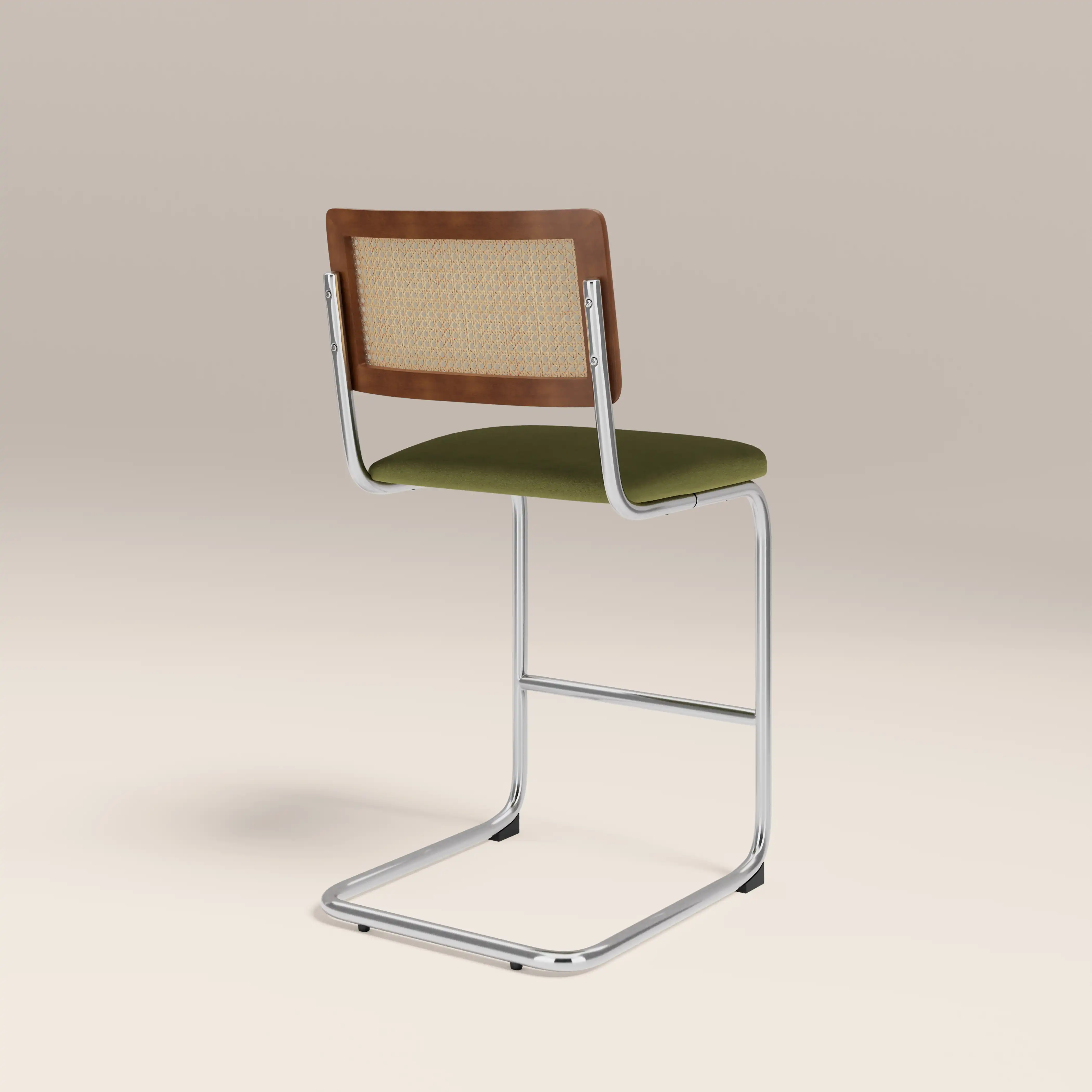 Kenton Kitchen Stool | Olive Green Sustainable Velvet & Chrome - Image 5