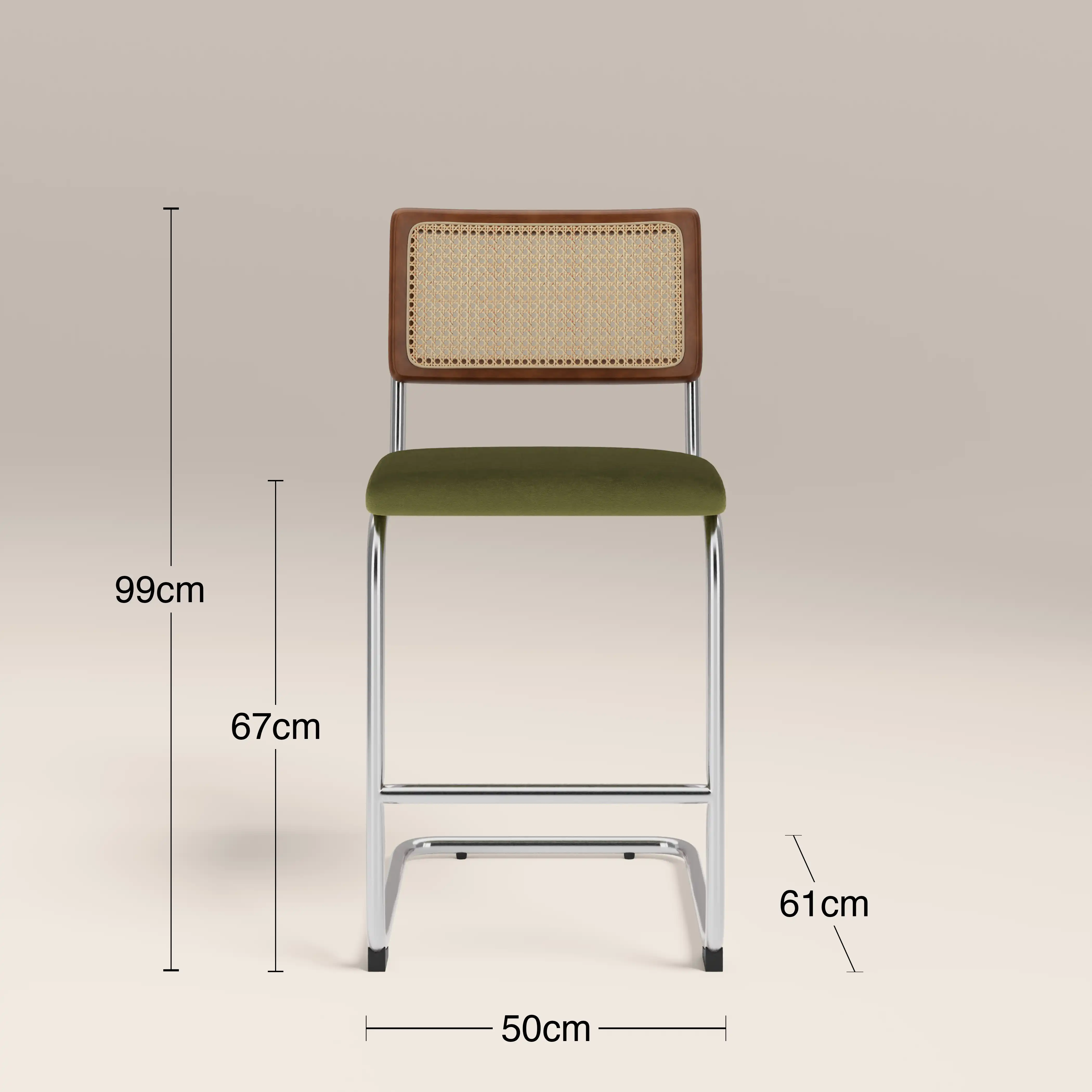 Kenton Kitchen Stool | Olive Green Sustainable Velvet & Chrome - Image 7