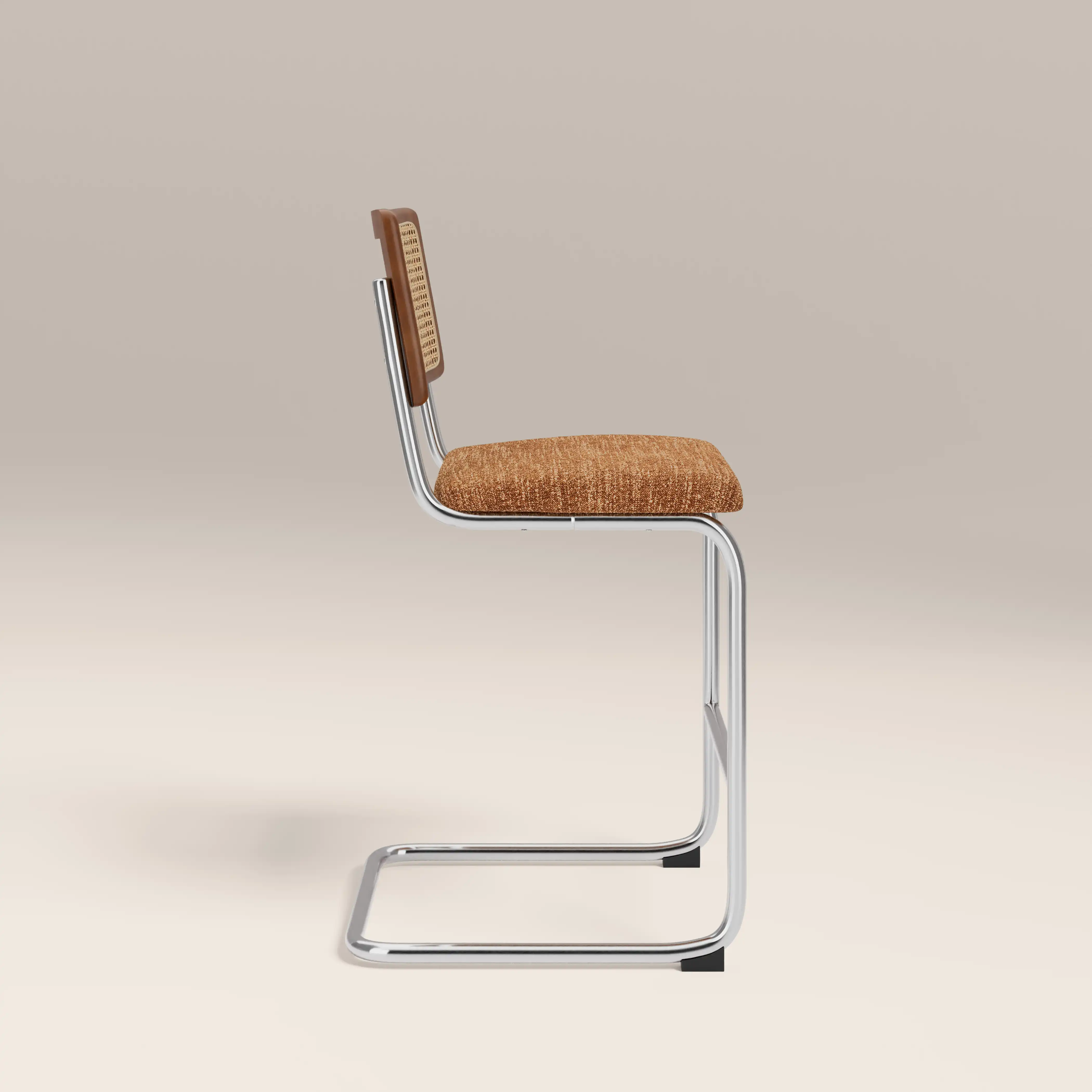 Kenton Kitchen Stool | Speckled Honey Sustainable Boucle & Chrome - Image 4
