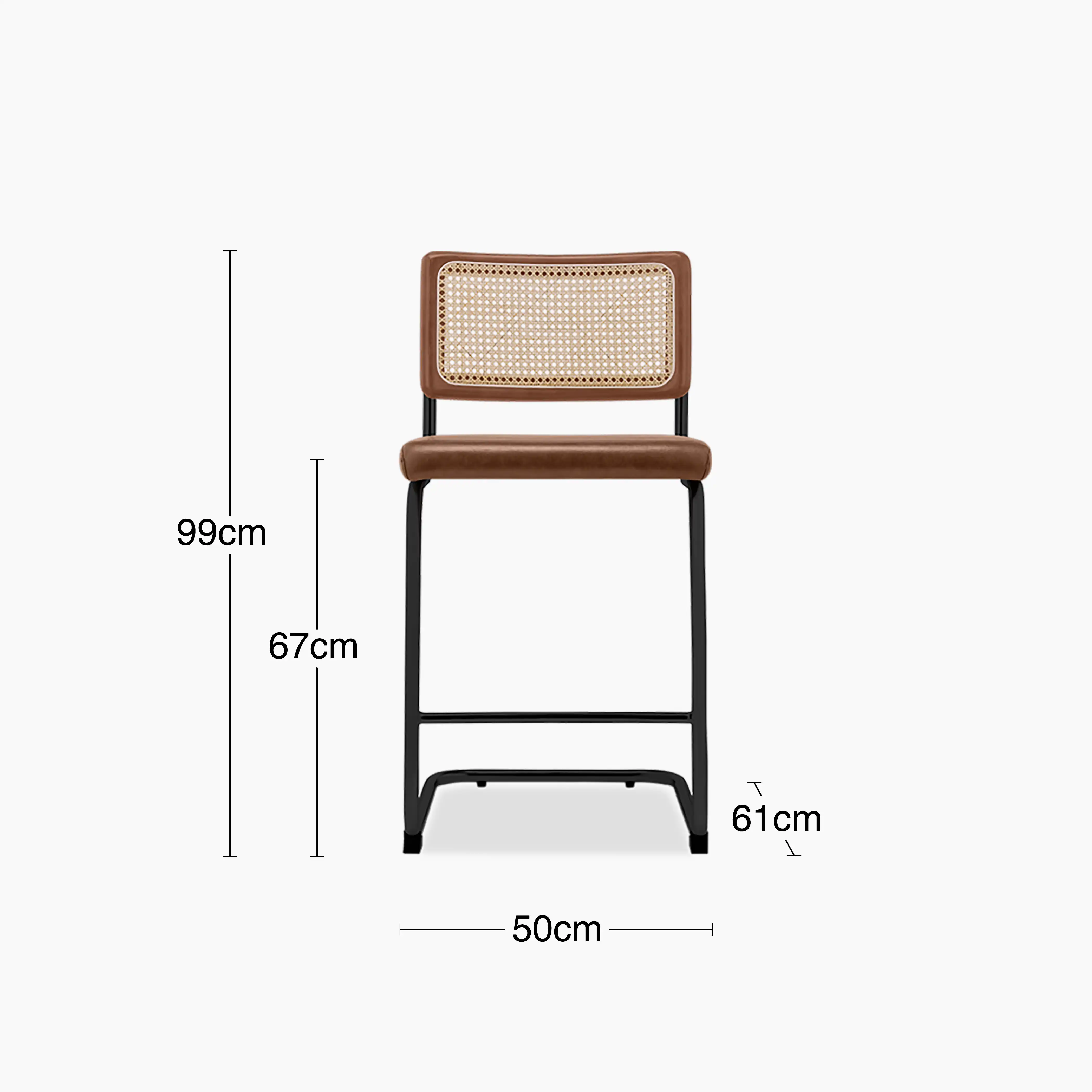 Kenton Kitchen Stool | Vintage Tan Faux Leather & Black - Image 8