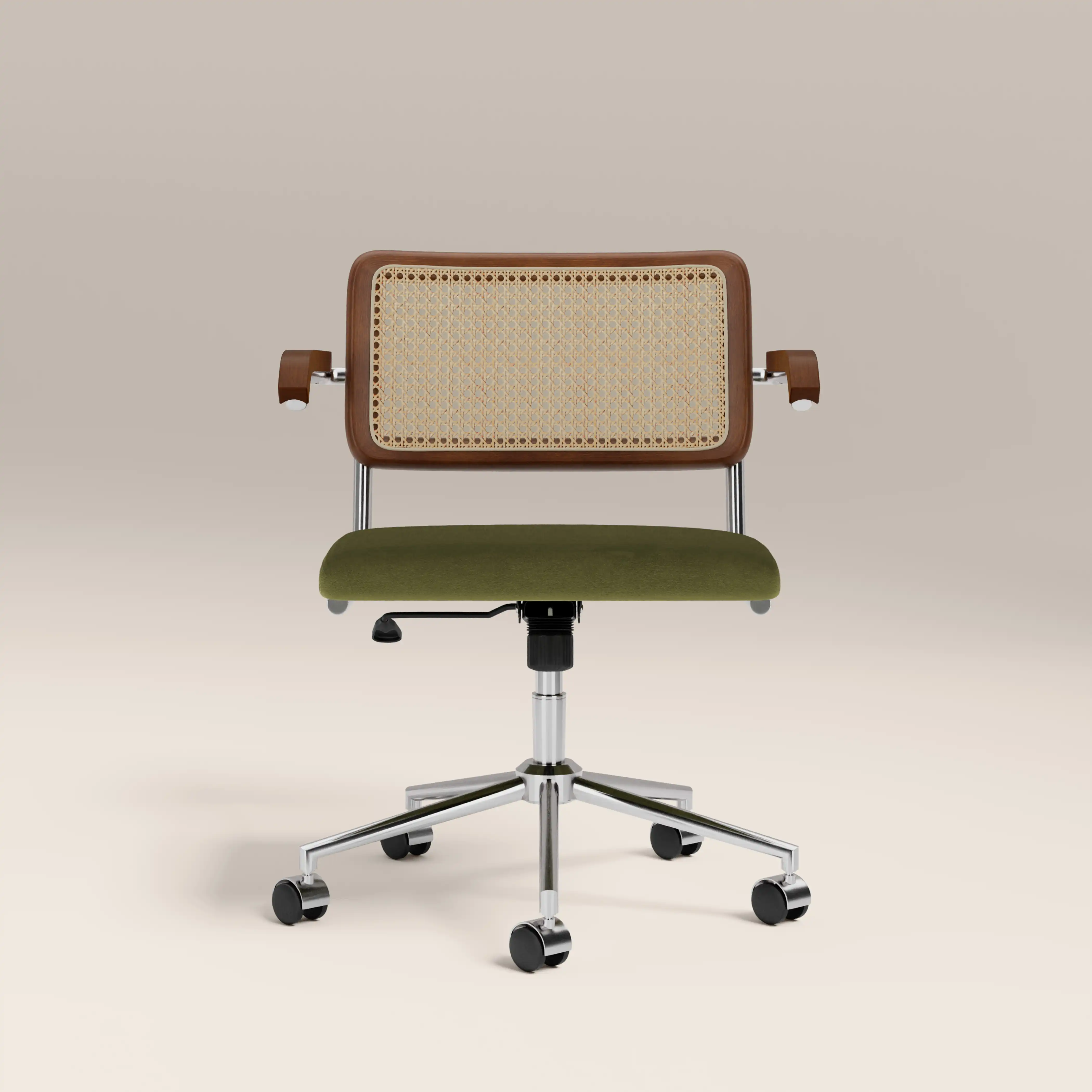 Kenton Office Chair | Olive Green Sustainable Velvet & Chrome - Image 2