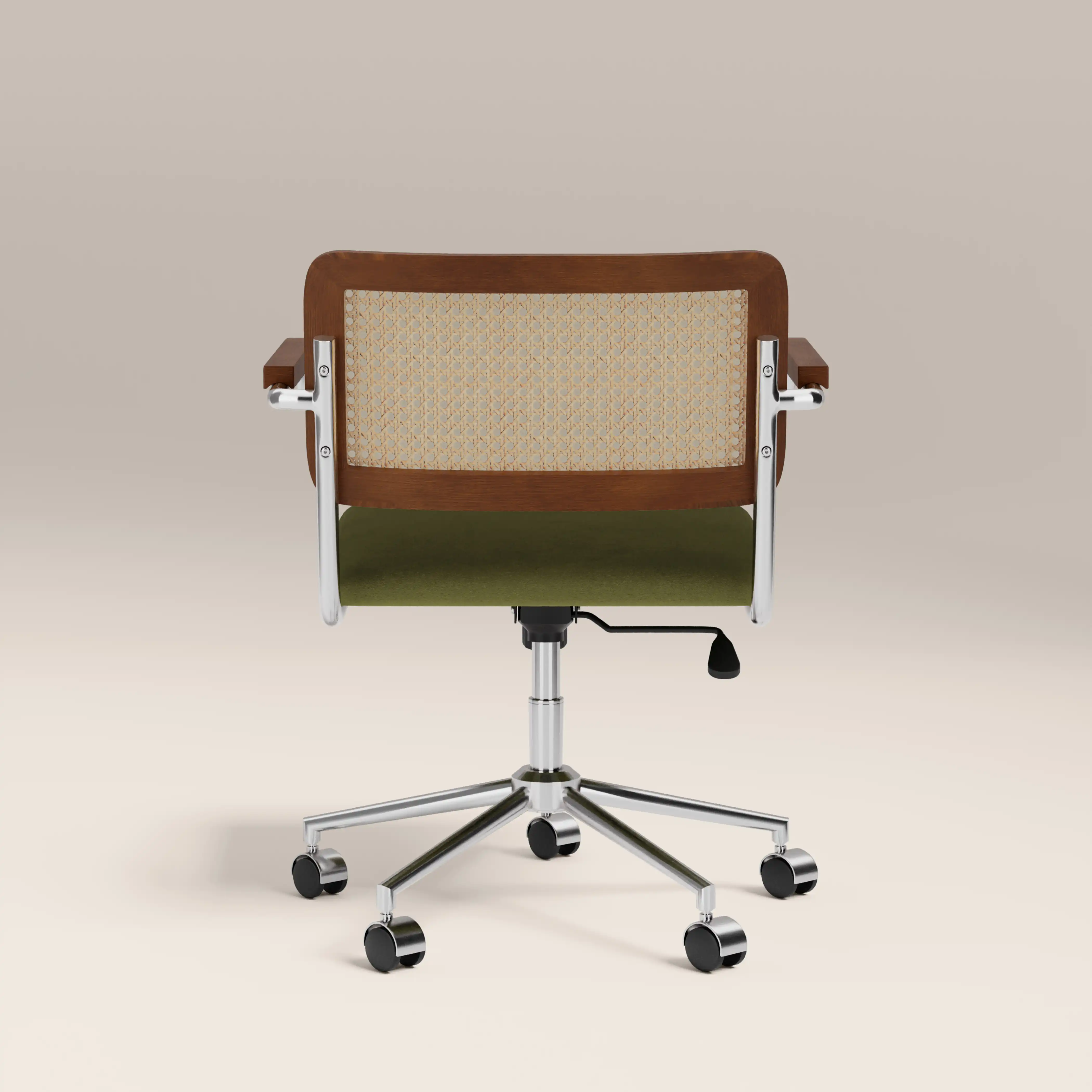 Kenton Office Chair | Olive Green Sustainable Velvet & Chrome - Image 6