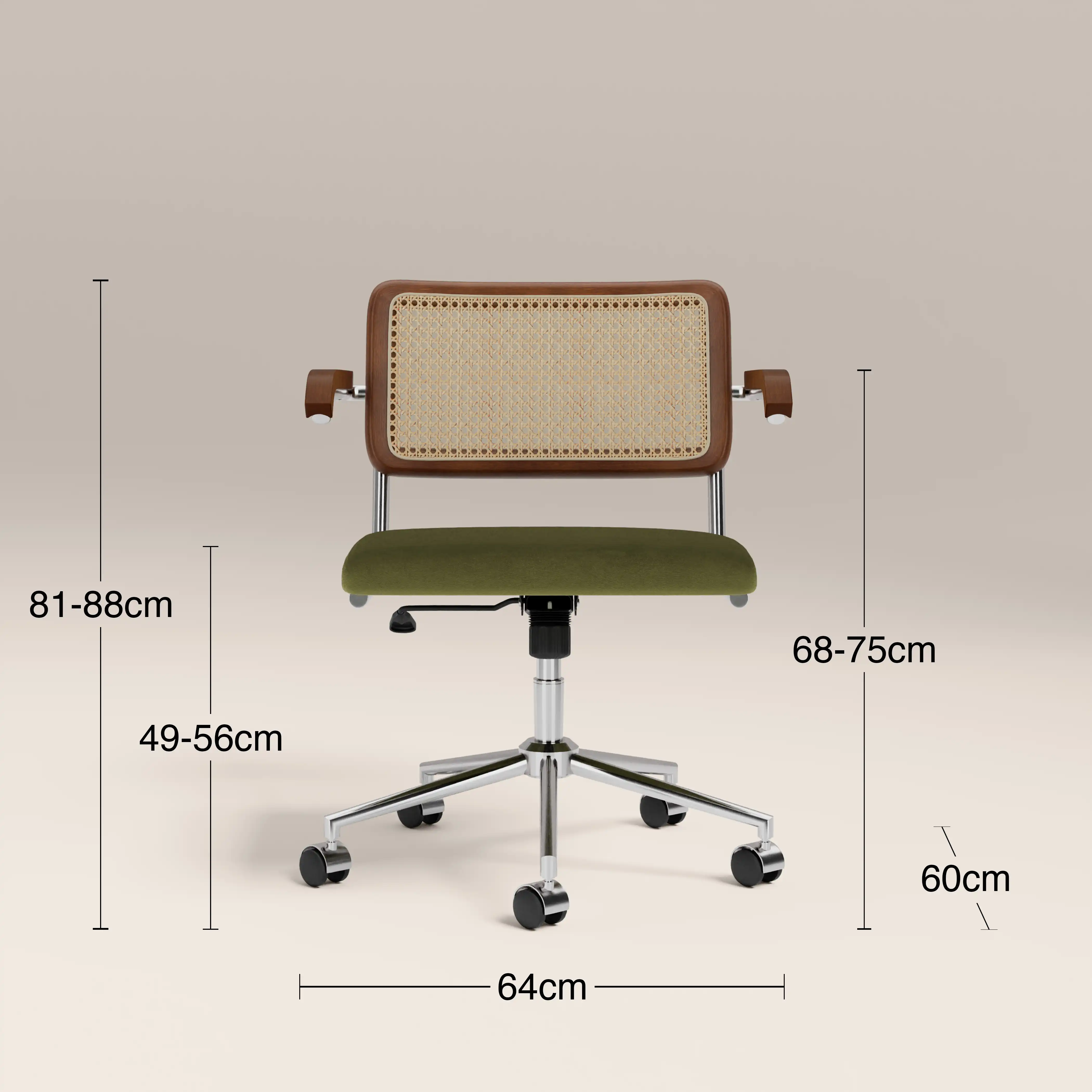 Kenton Office Chair | Olive Green Sustainable Velvet & Chrome - Image 7