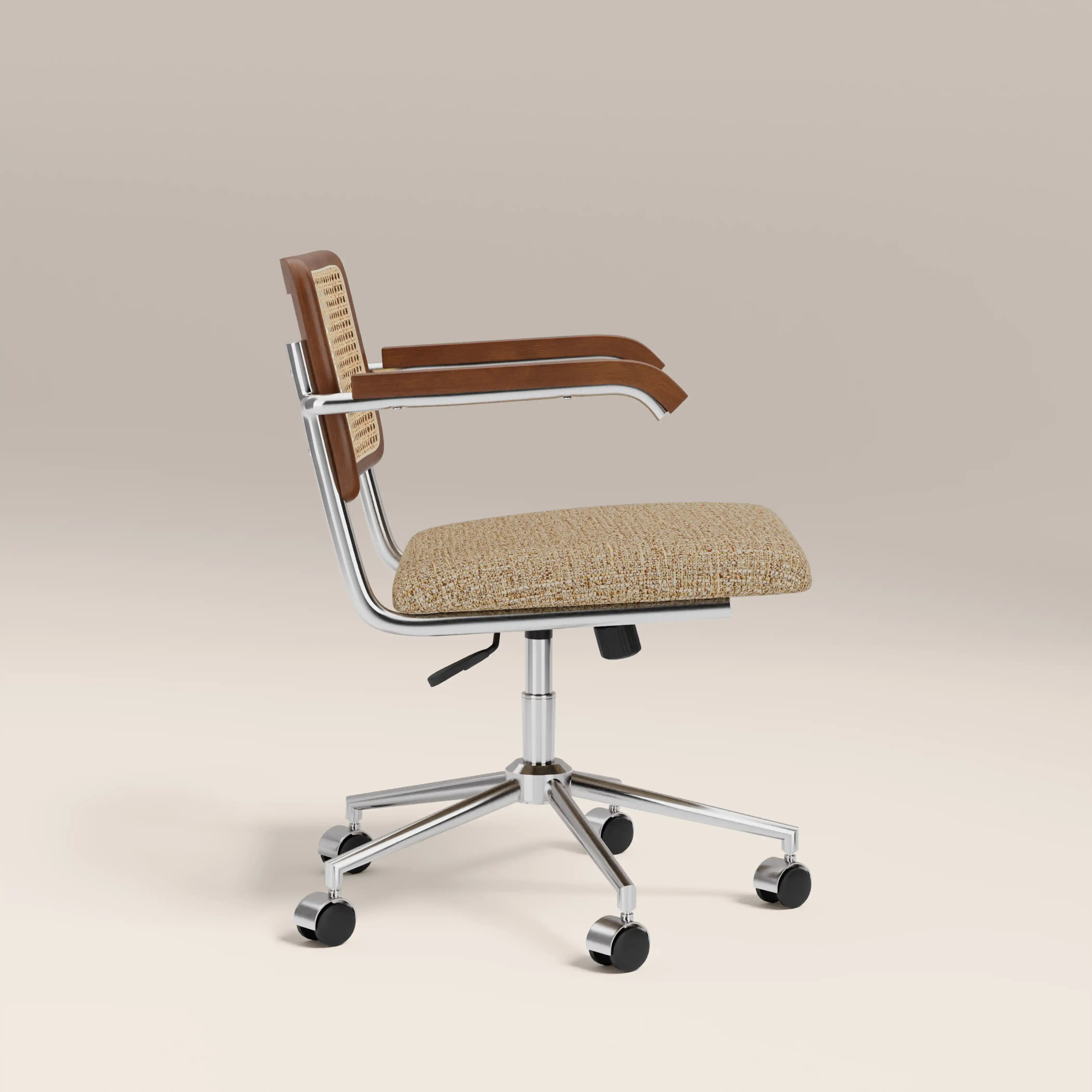 Kenton Office Chair | Speckled Latte Boucle and Chrome - Image 4
