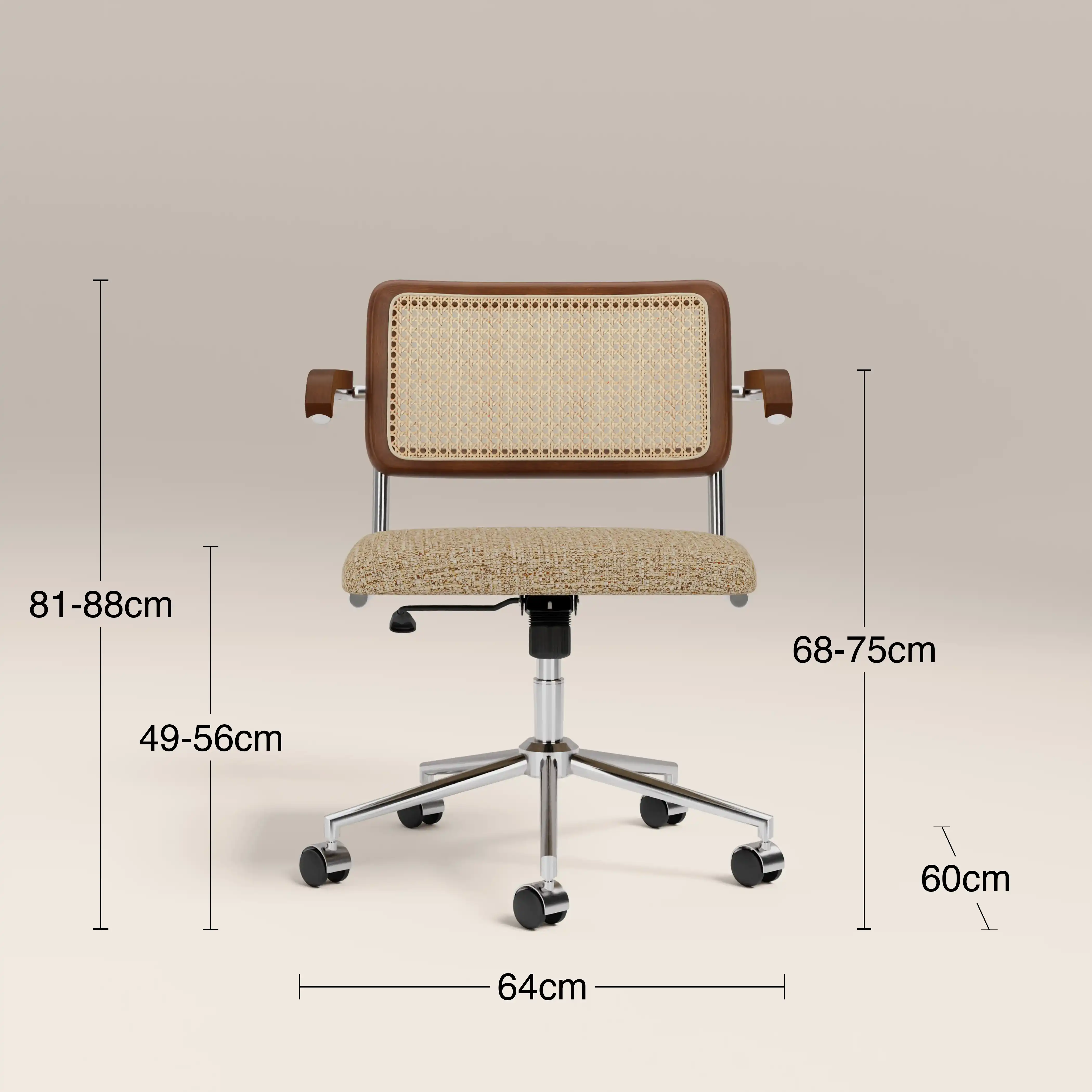 Kenton Office Chair | Speckled Latte Boucle and Chrome - Image 7