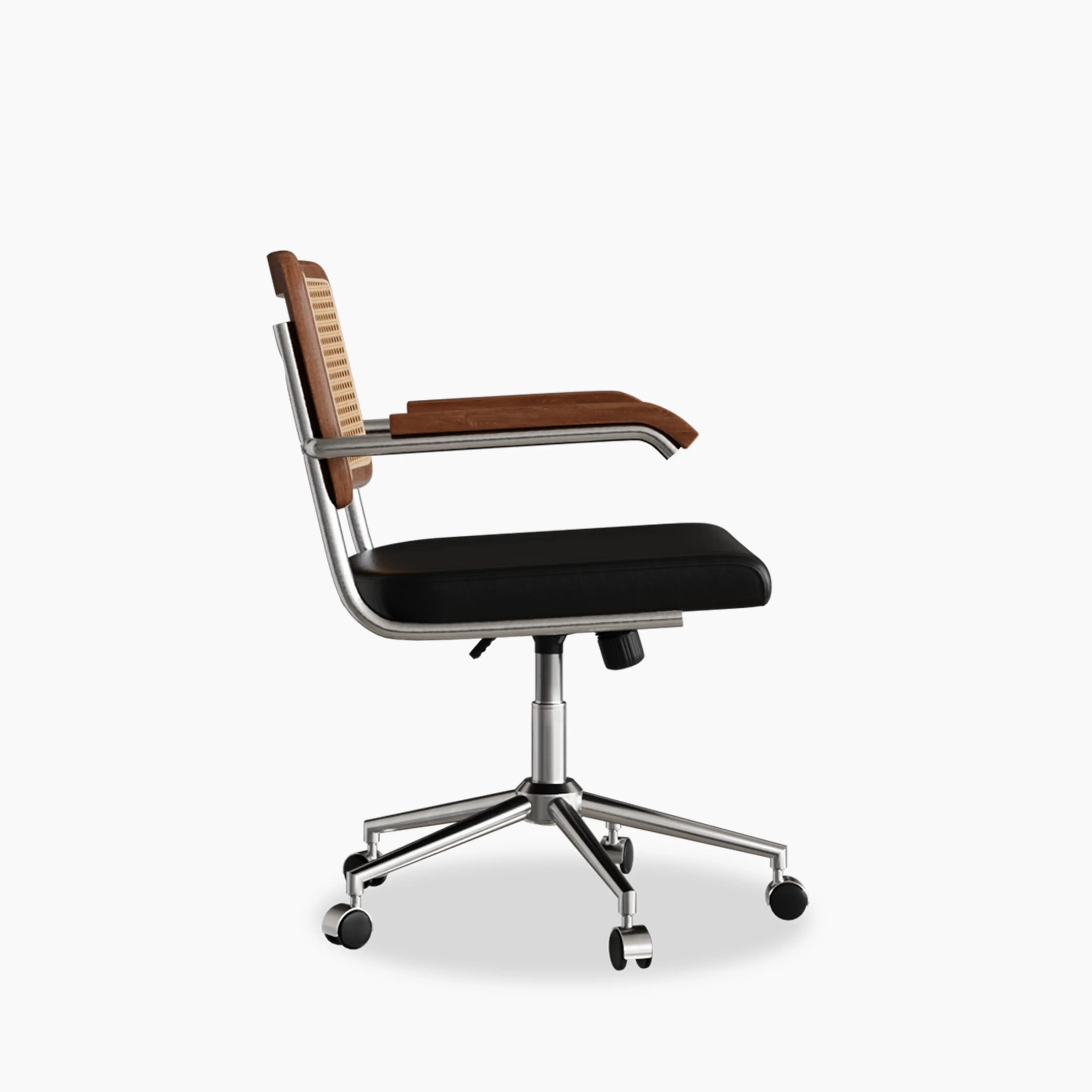 Kenton Office Chair | Vintage Black Faux Leather & Chrome - Image 4