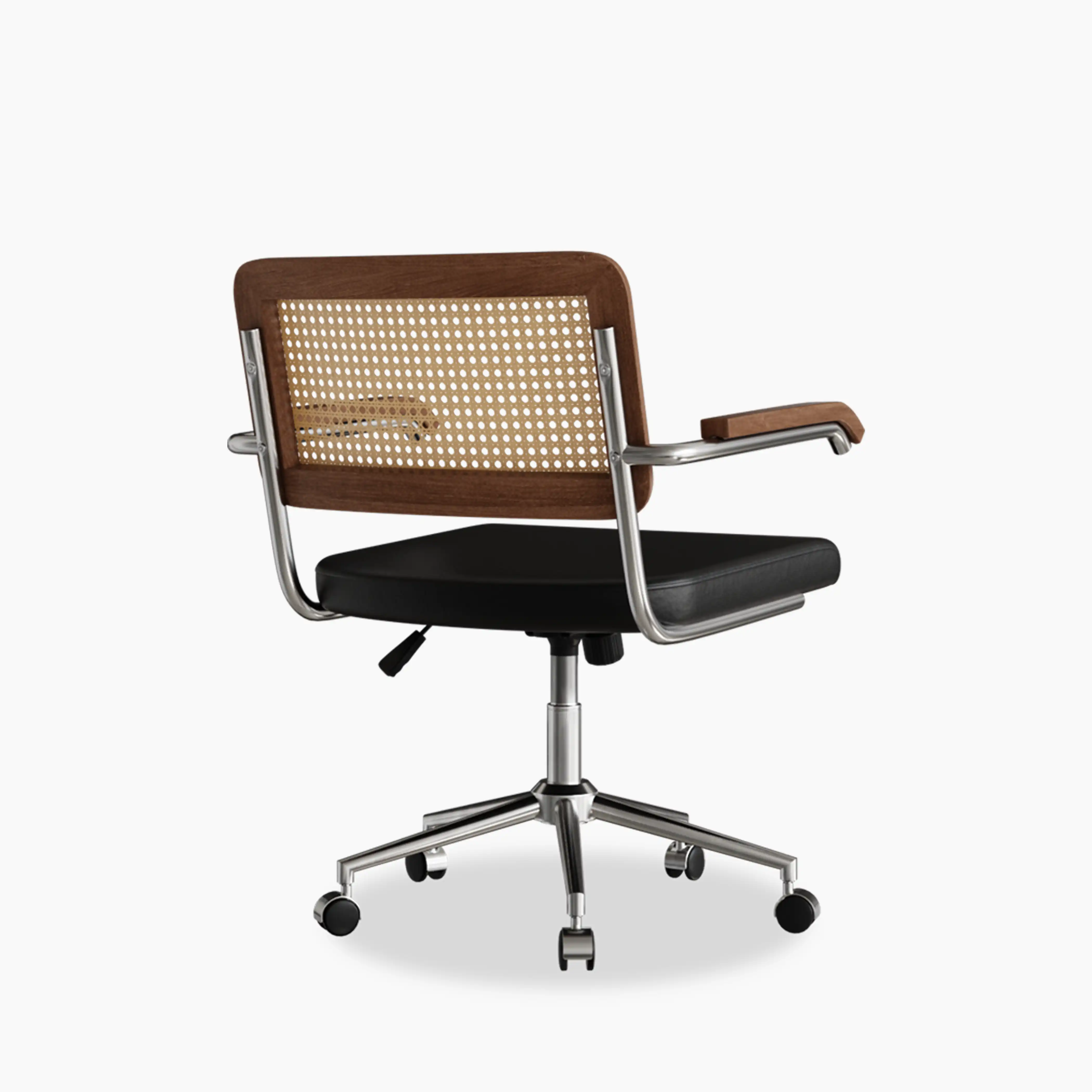 Kenton Office Chair | Vintage Black Faux Leather & Chrome - Image 6