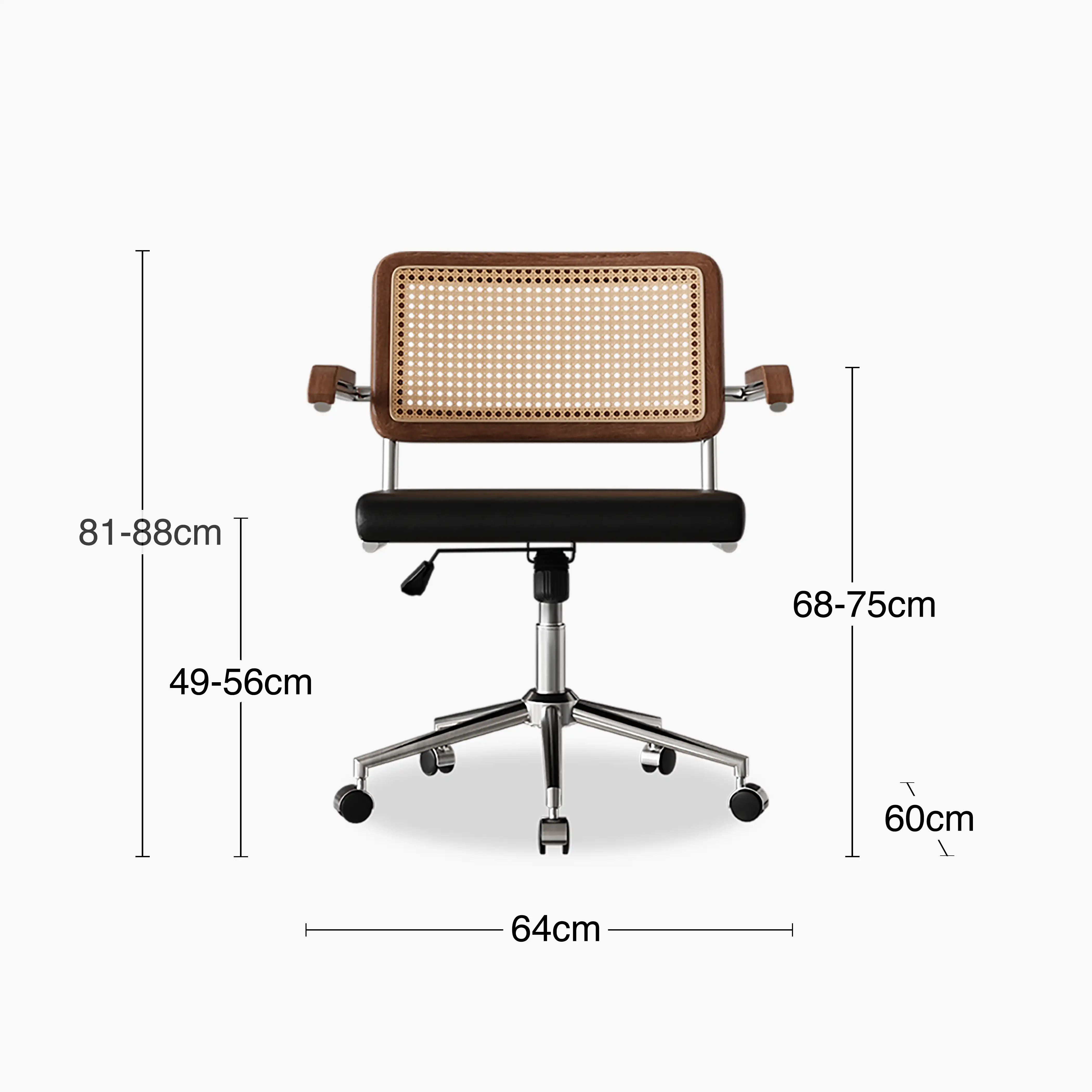 Kenton Office Chair | Vintage Black Faux Leather & Chrome - Image 7