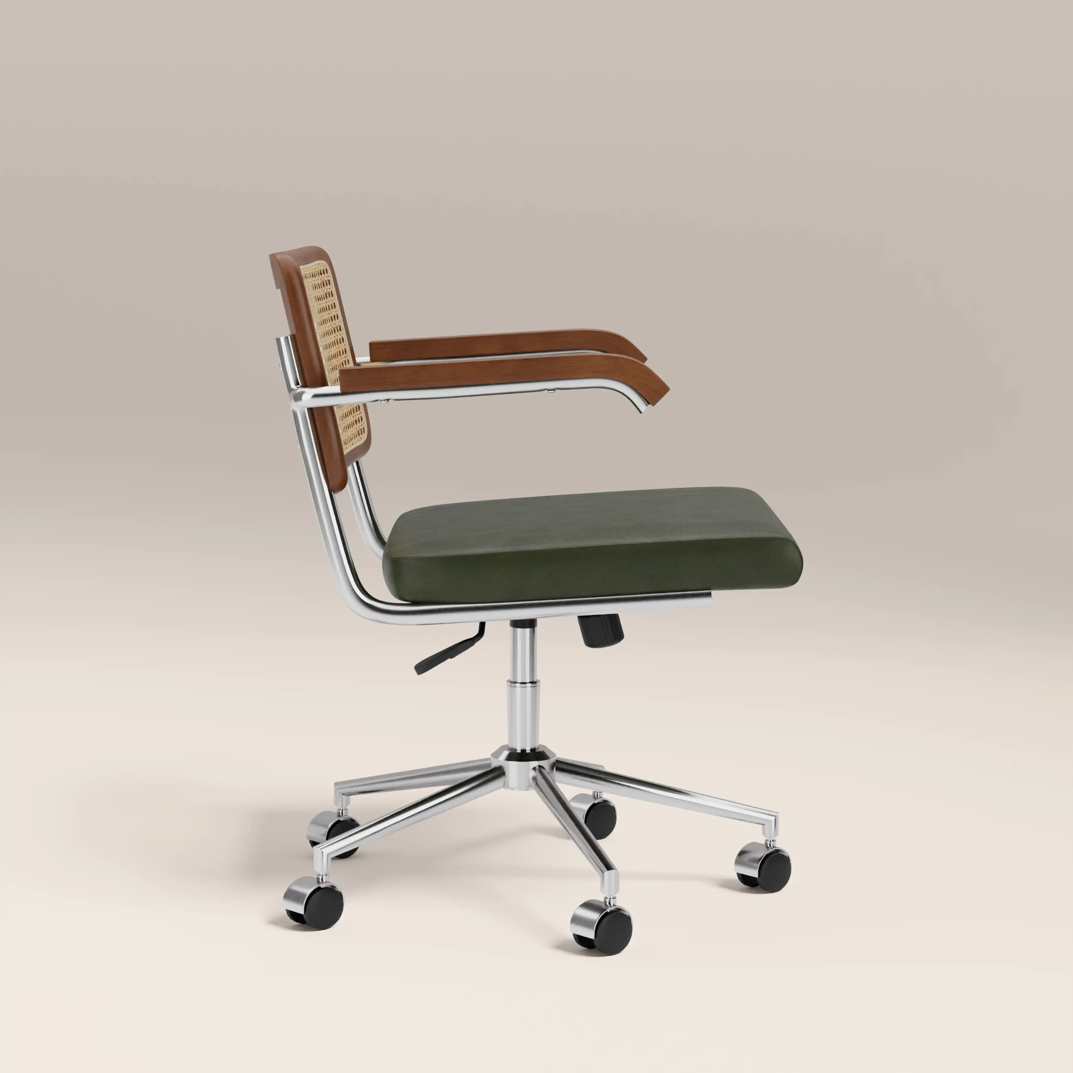 Kenton Office Chair | Vintage Green Faux Leather & Chrome - Image 4