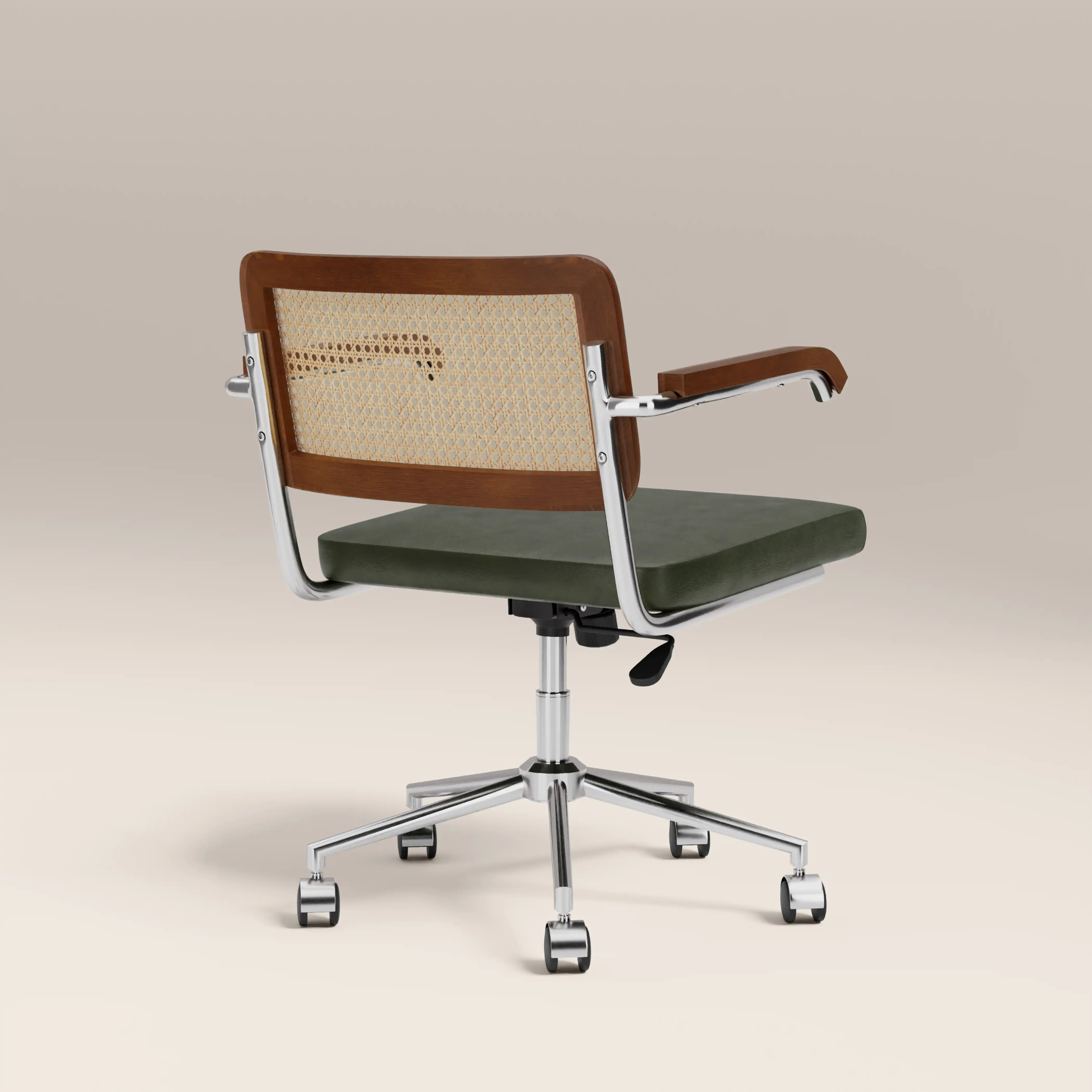 Kenton Office Chair | Vintage Green Faux Leather & Chrome - Image 5