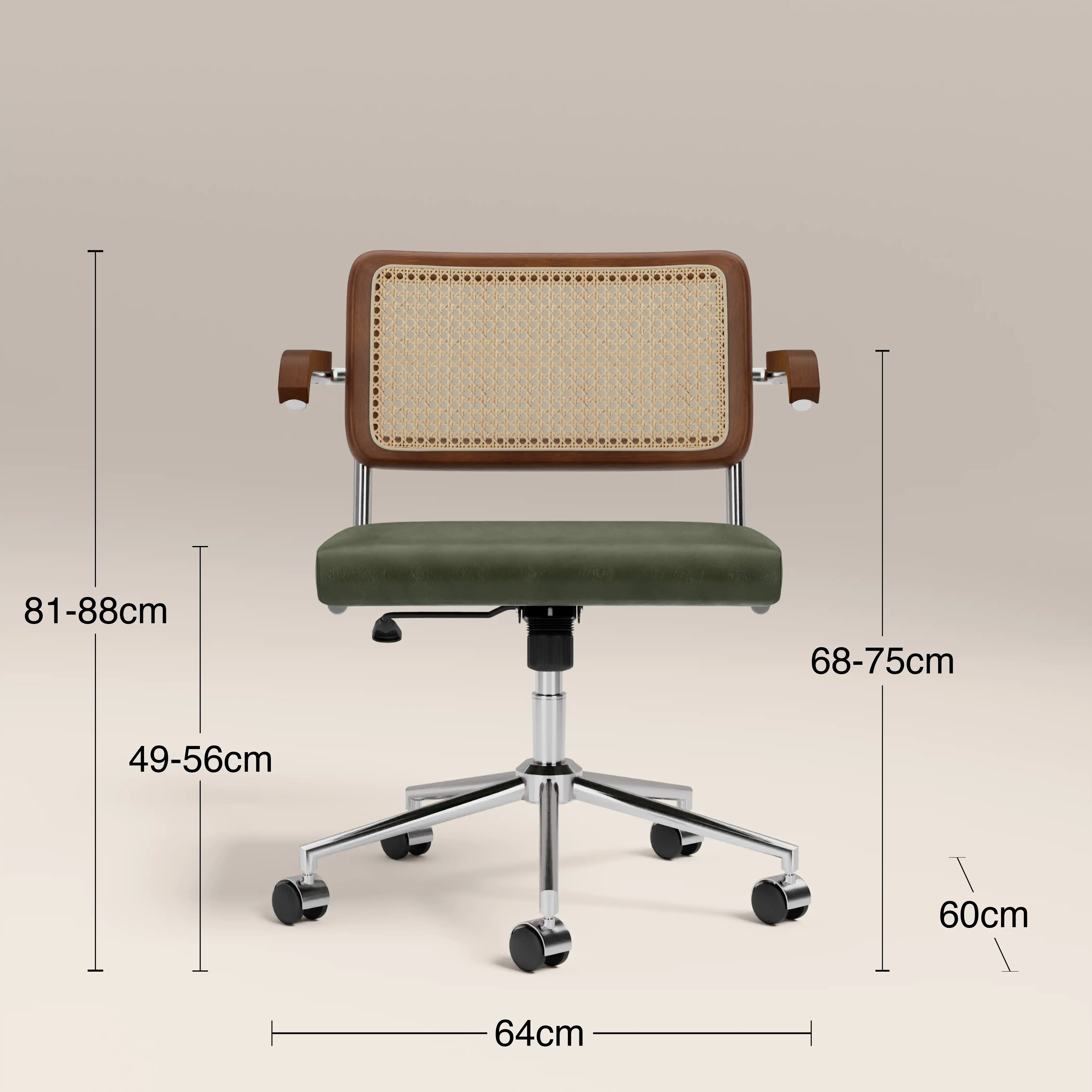 Kenton Office Chair | Vintage Green Faux Leather & Chrome - Image 7