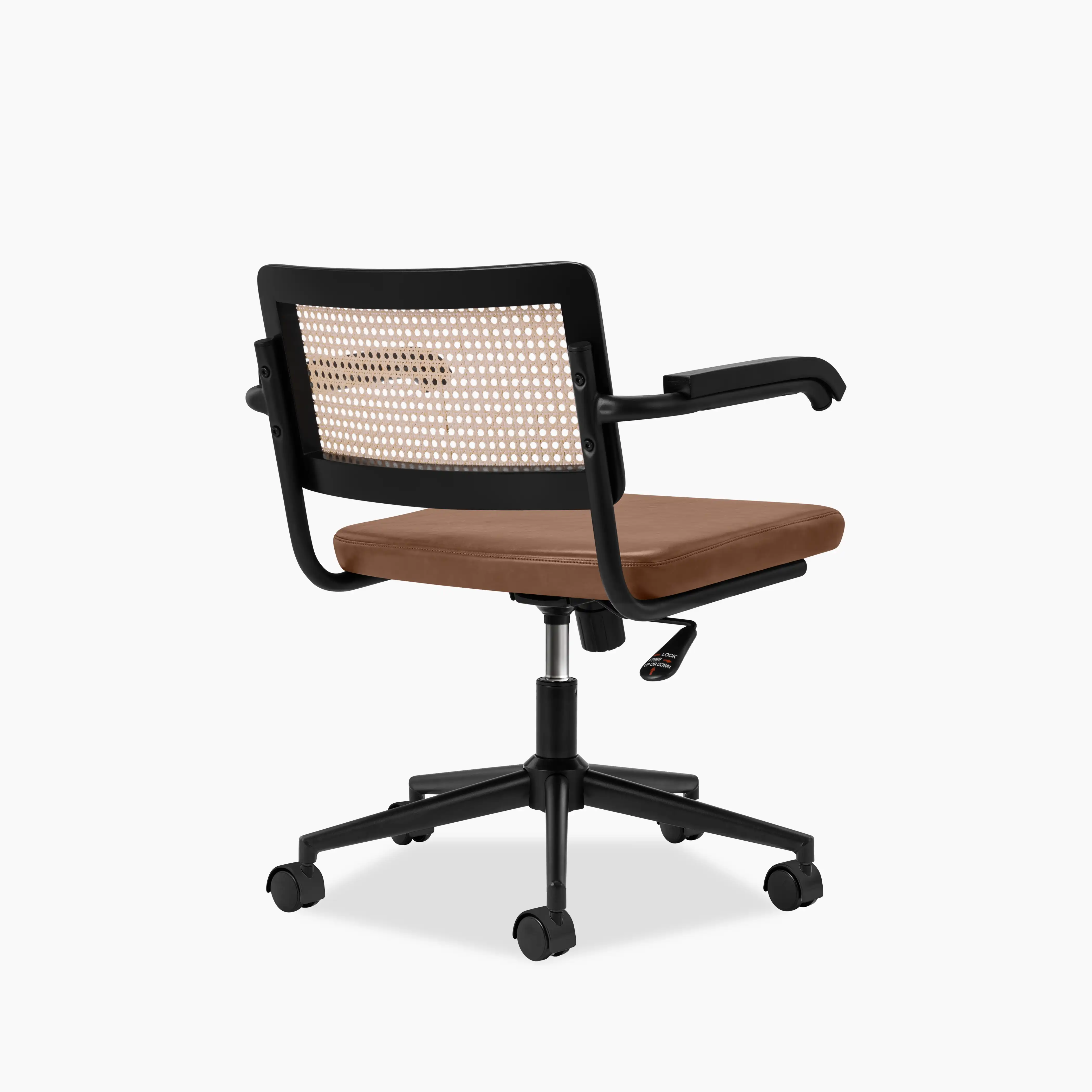 Kenton Office Chair | Vintage Tan Faux Leather & Black - Image 7