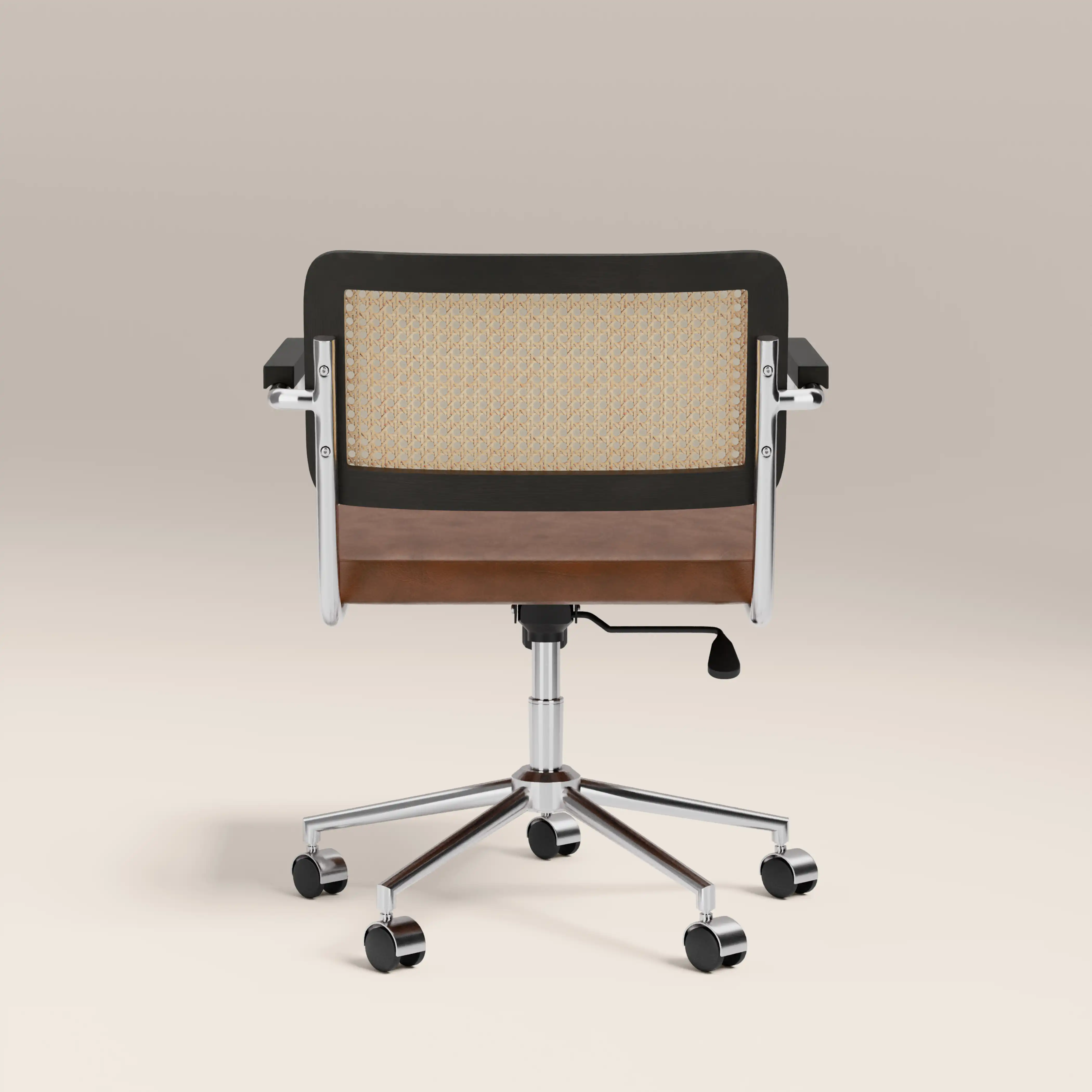 Kenton Office Chair | Vintage Tan Faux Leather & Chrome - Image 6
