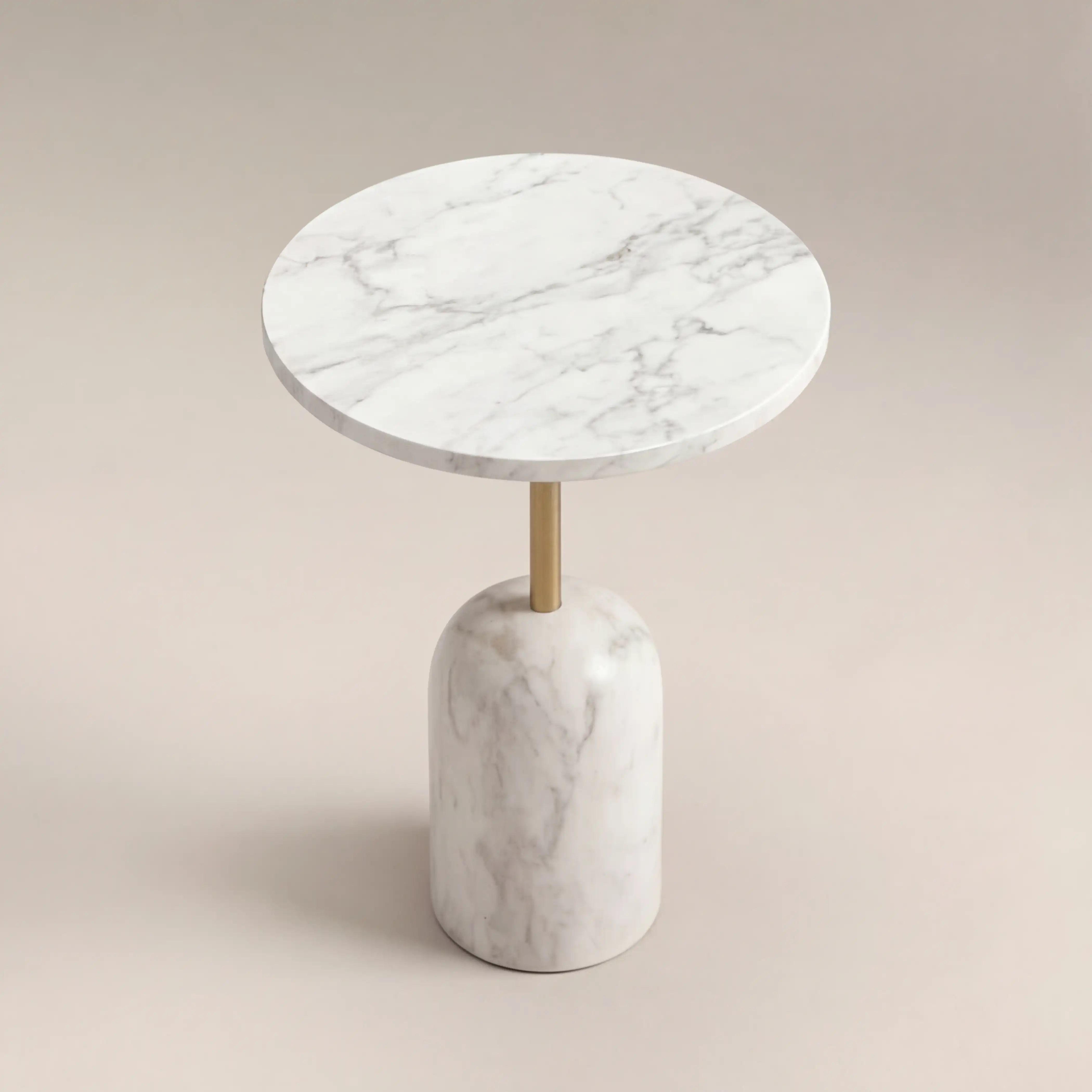 Kingston Round Side Table | White Marble & White - Image 3