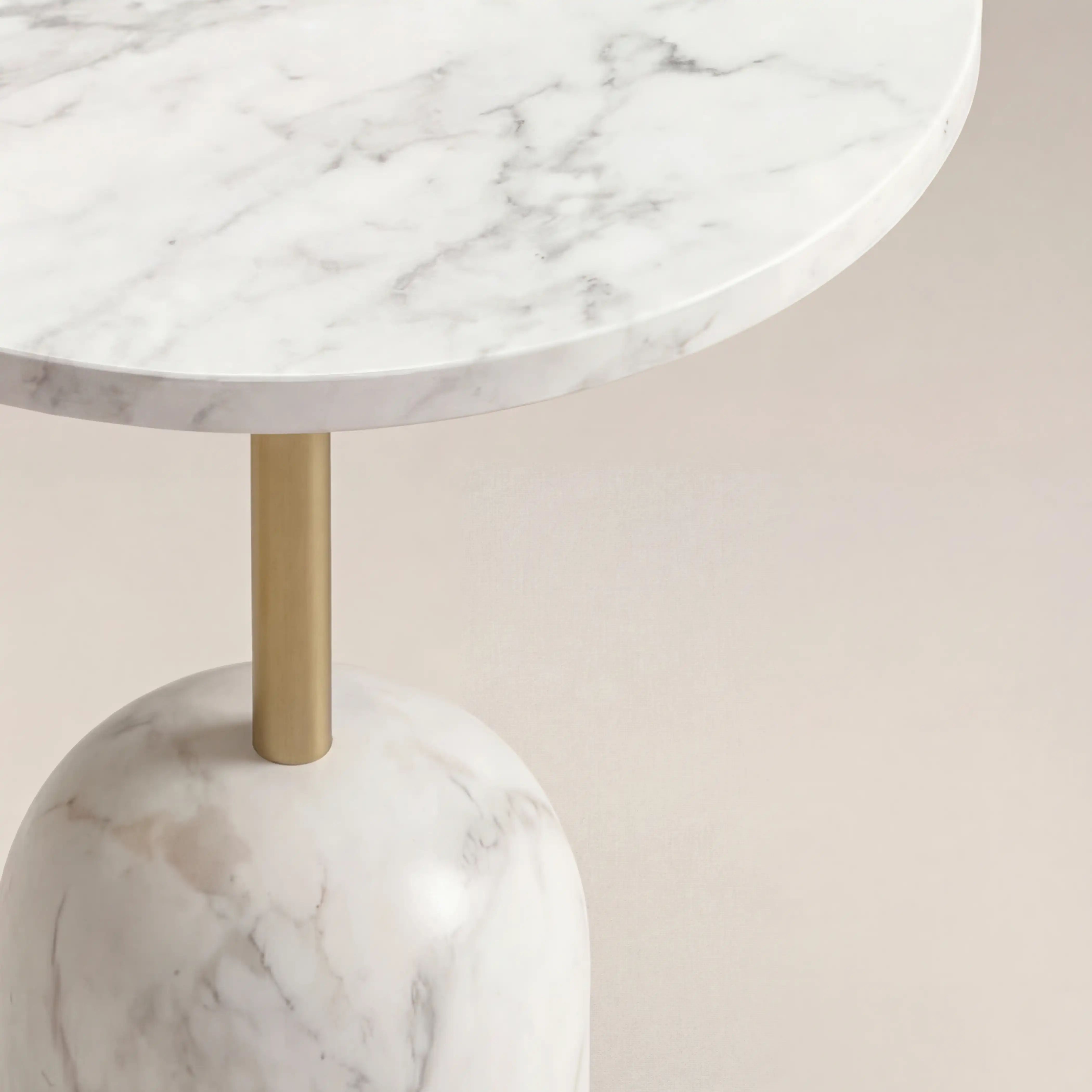 Kingston Round Side Table | White Marble & White - Image 4