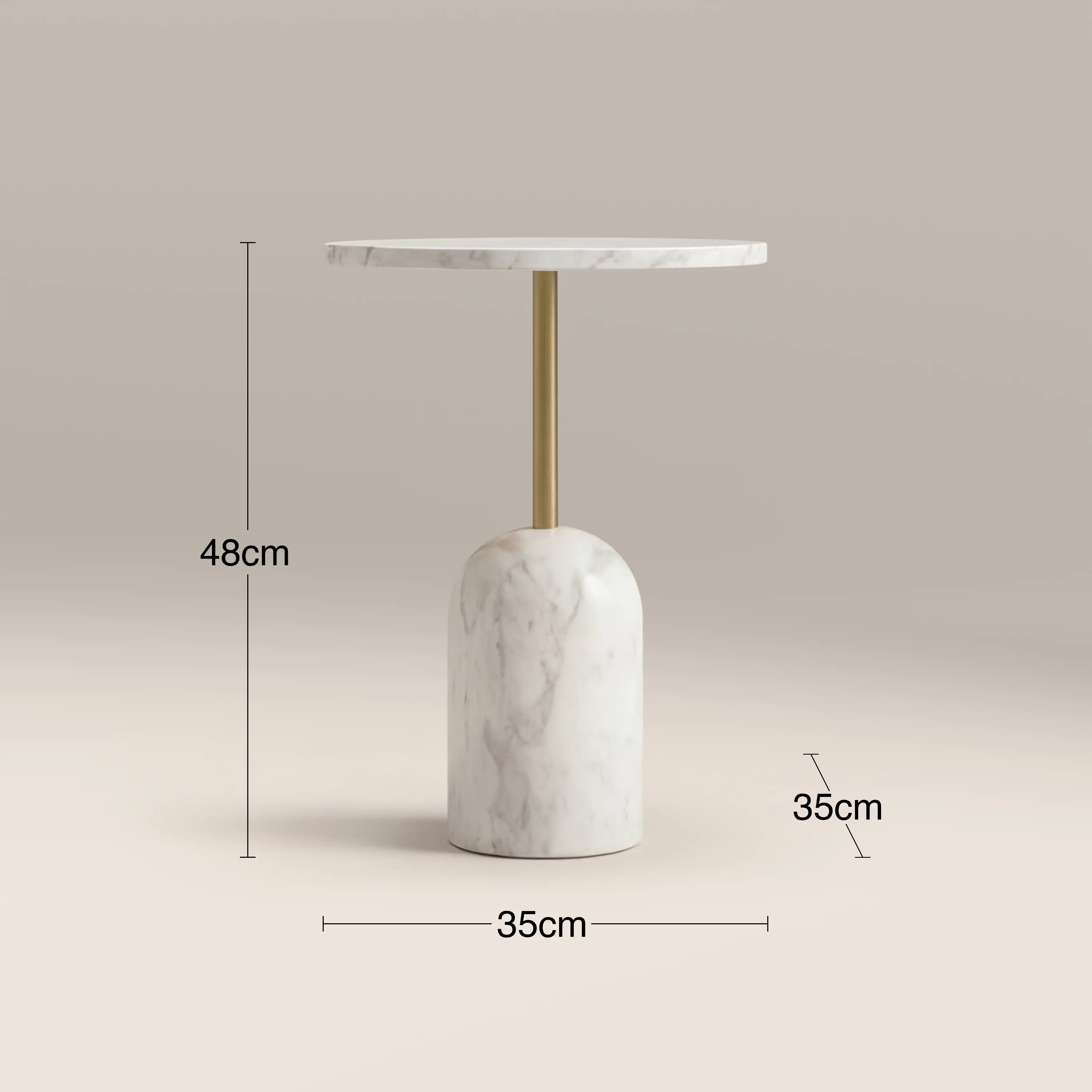 Kingston Round Side Table | White Marble & White - Image 5