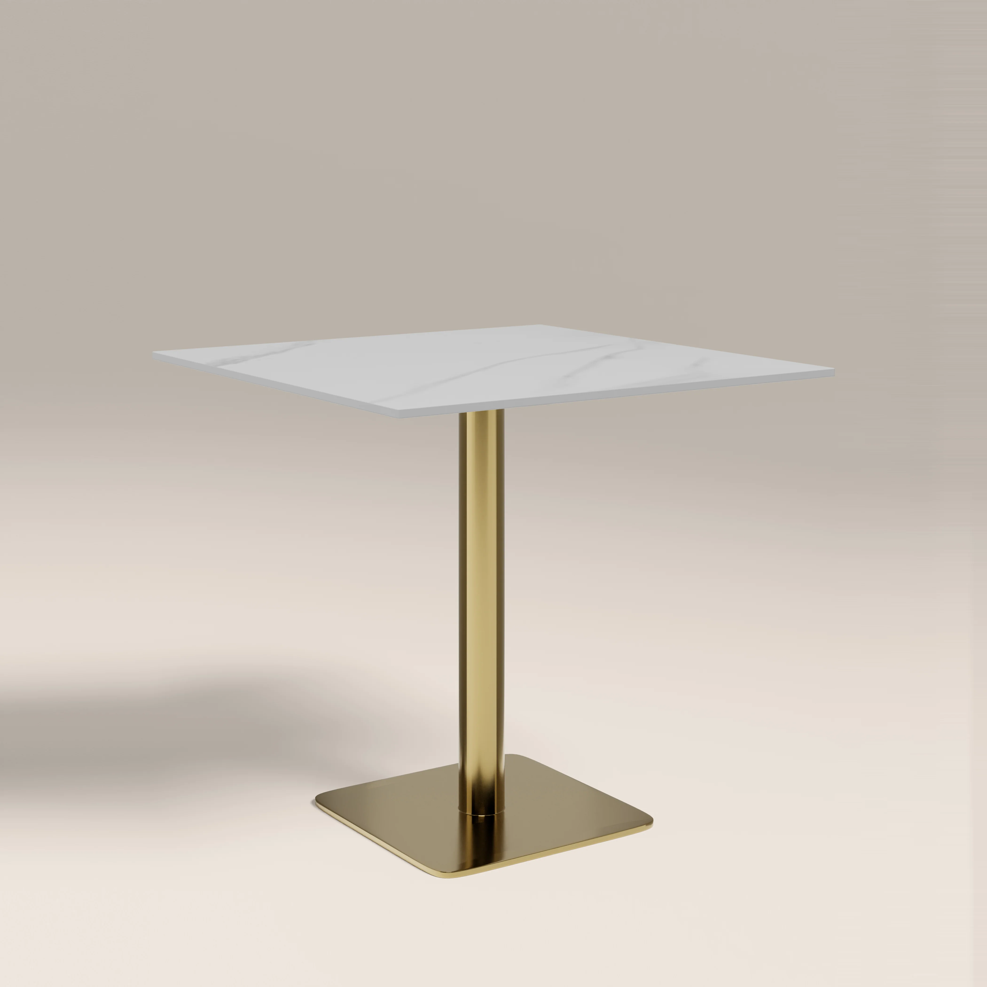Kinsley 2 Seat Square Cafe Table | White Marble & Brass - Image 2