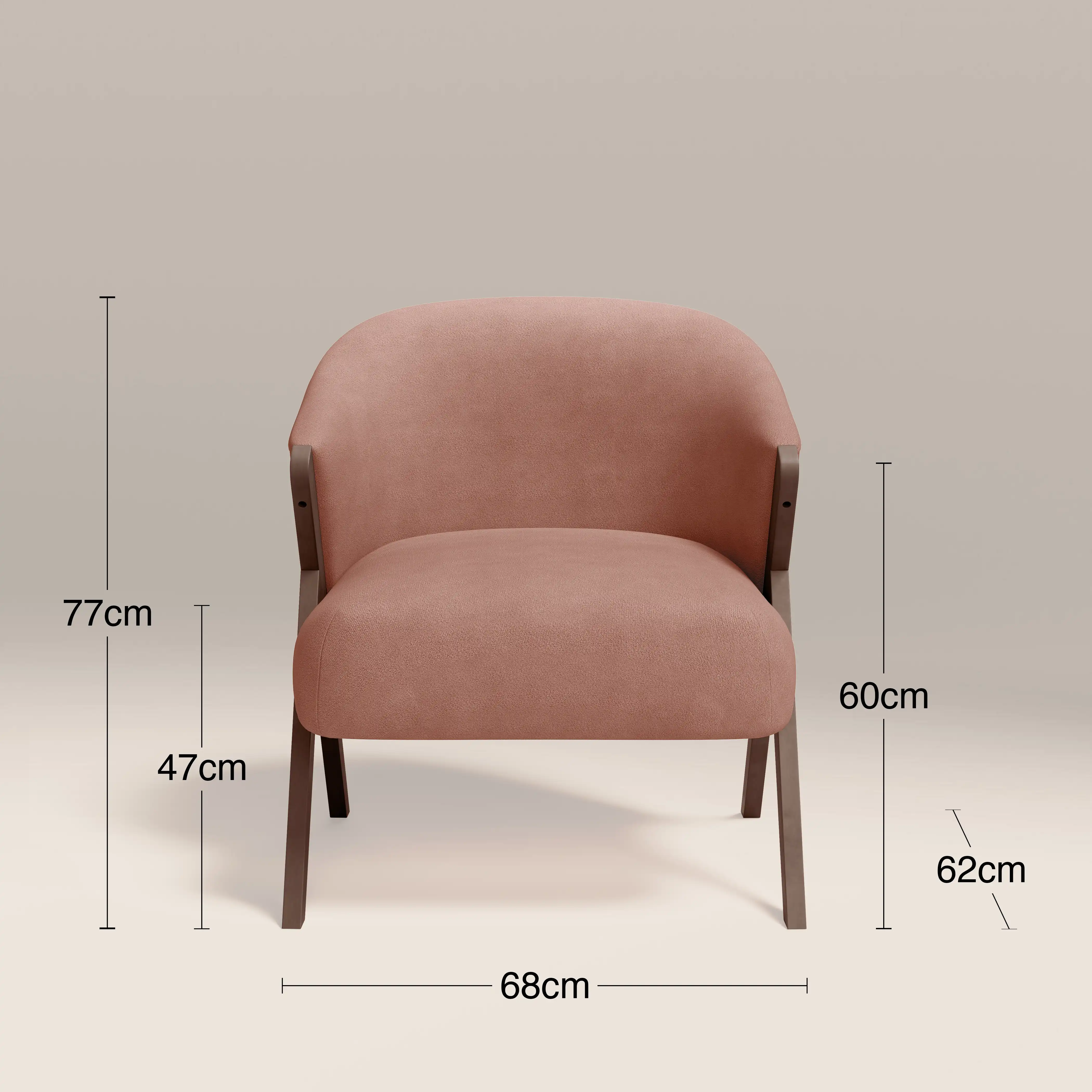 Kira Accent Chair | Blush Pink Sustainable Velvet & Walnut - Image 8