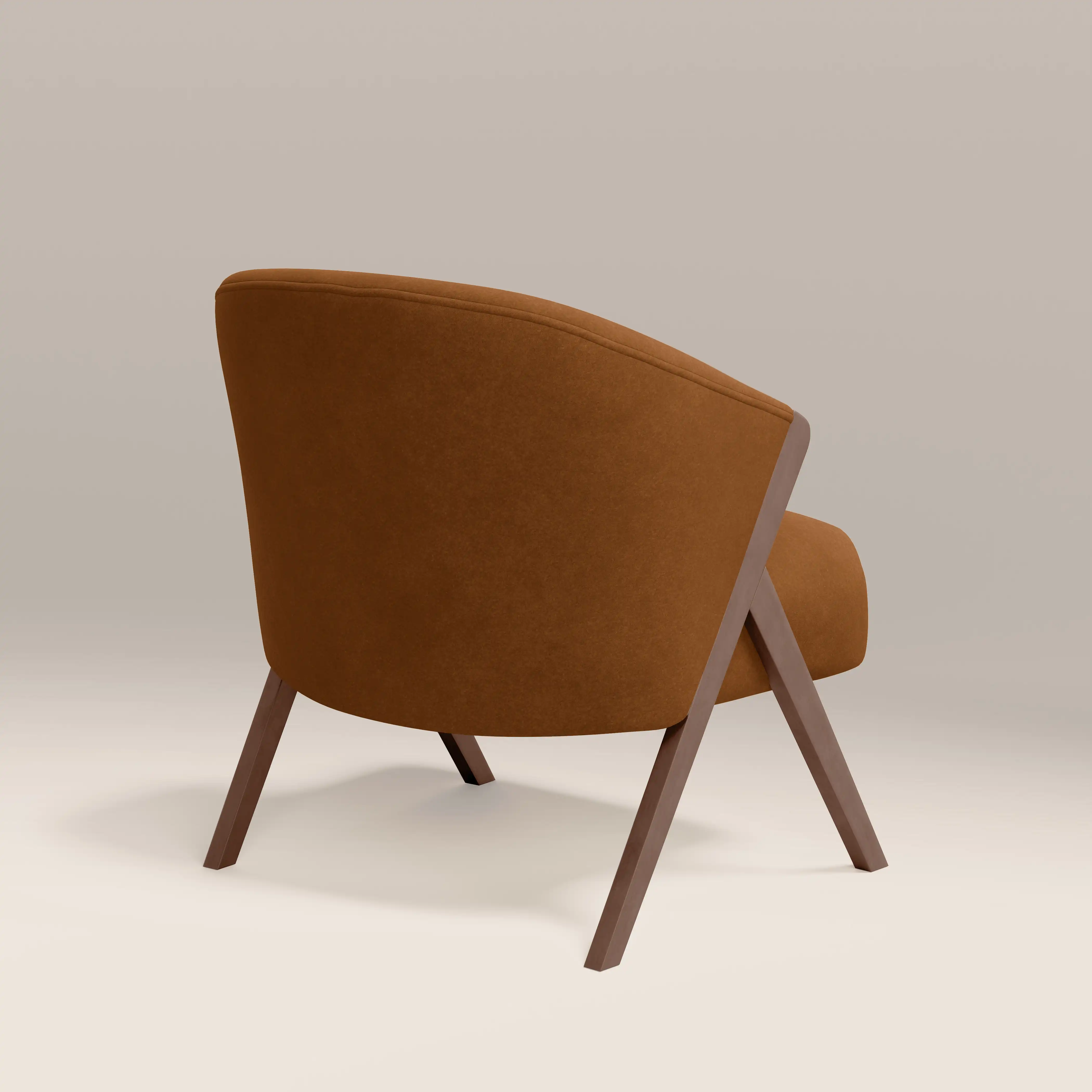 Kira Accent Chair | Caramel Brown Sustainable Mohair Velvet & Walnut - Image 6