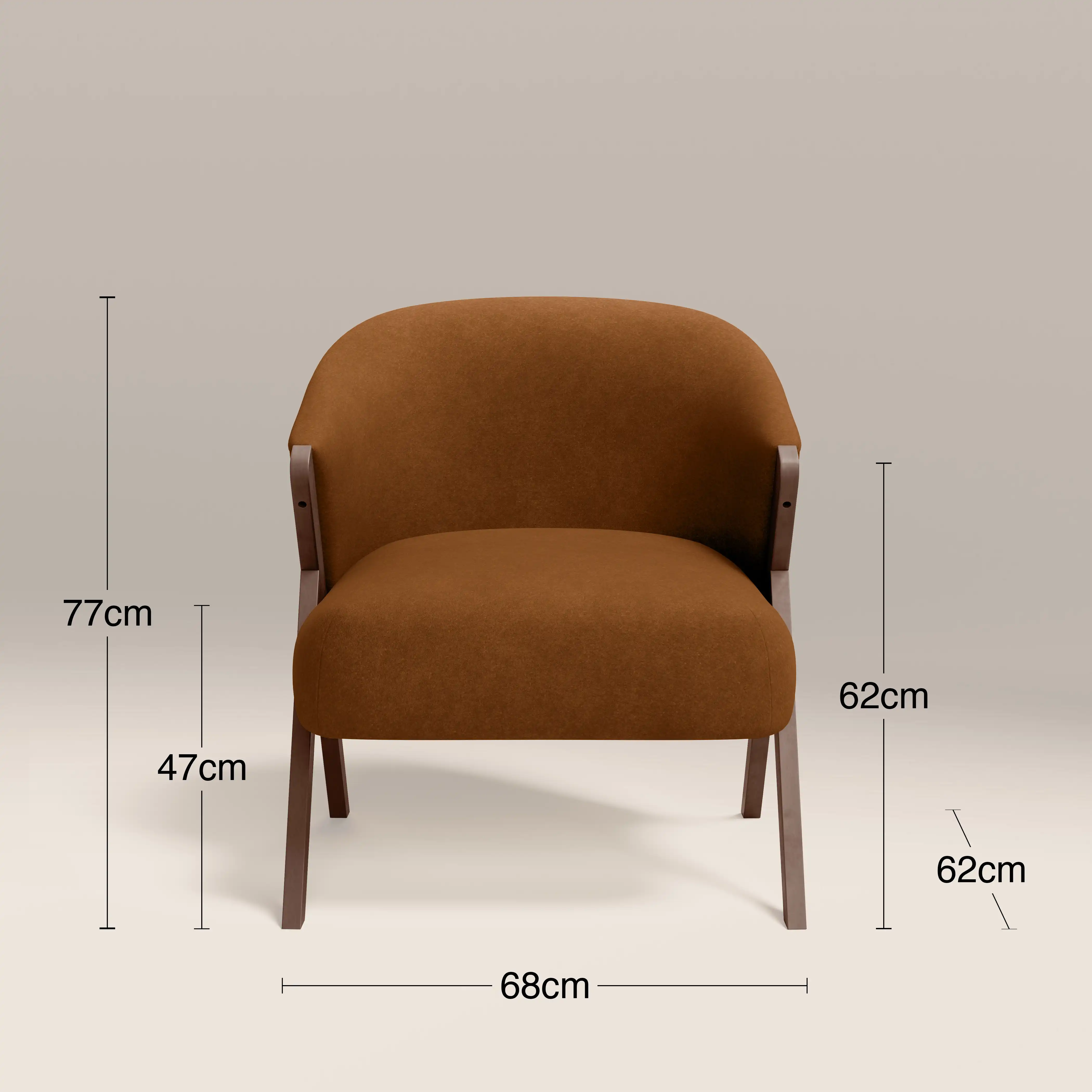 Kira Accent Chair | Caramel Brown Sustainable Mohair Velvet & Walnut - Image 8