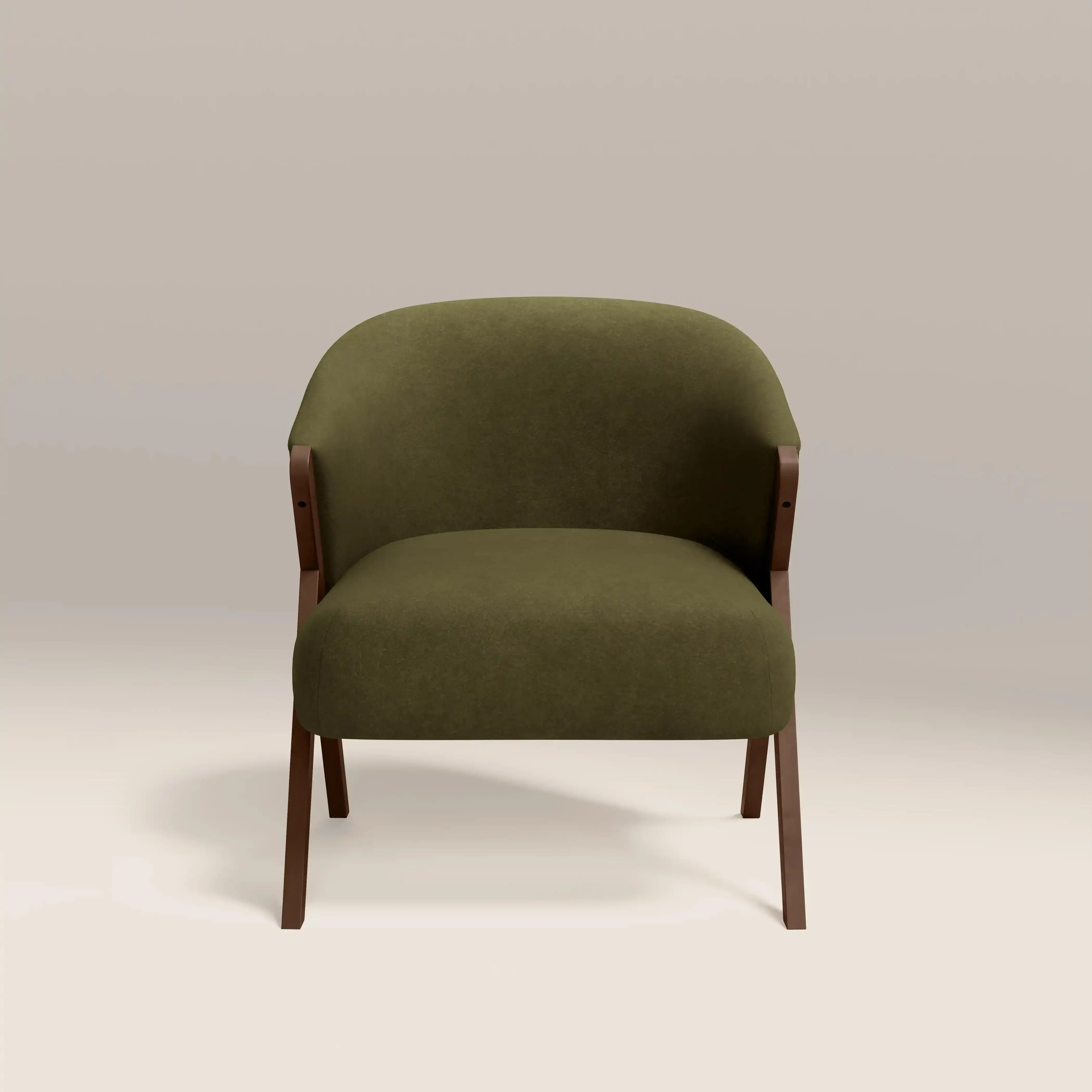 Kira Accent Chair | Moss Green Sustainable Mohair Velvet & Walnut - Image 4