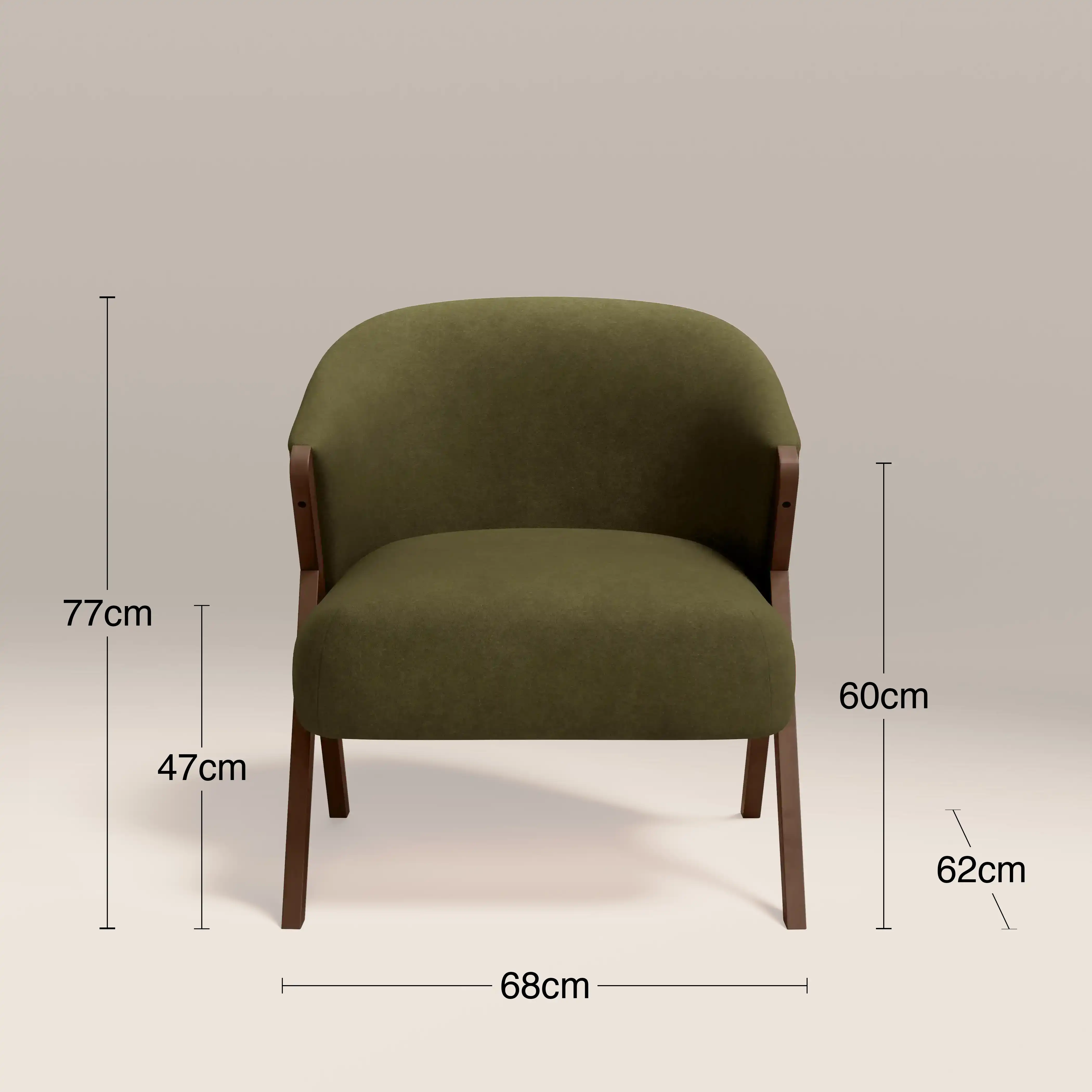 Kira Accent Chair | Moss Green Sustainable Mohair Velvet & Walnut - Image 8