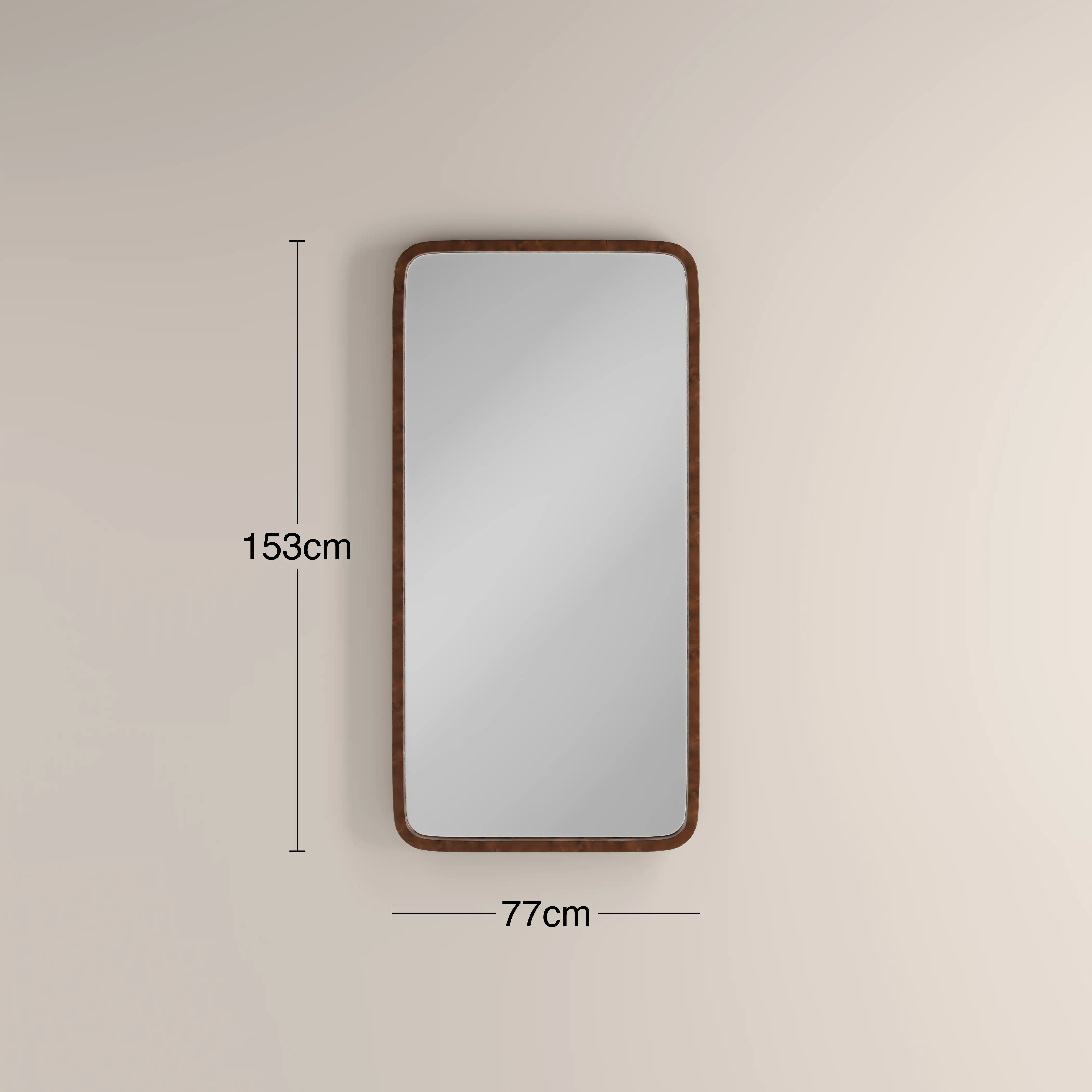 Kolson Rectangle Full Length Mirror,  153 x 77 cm| Walnut Burl Wood - Image 4