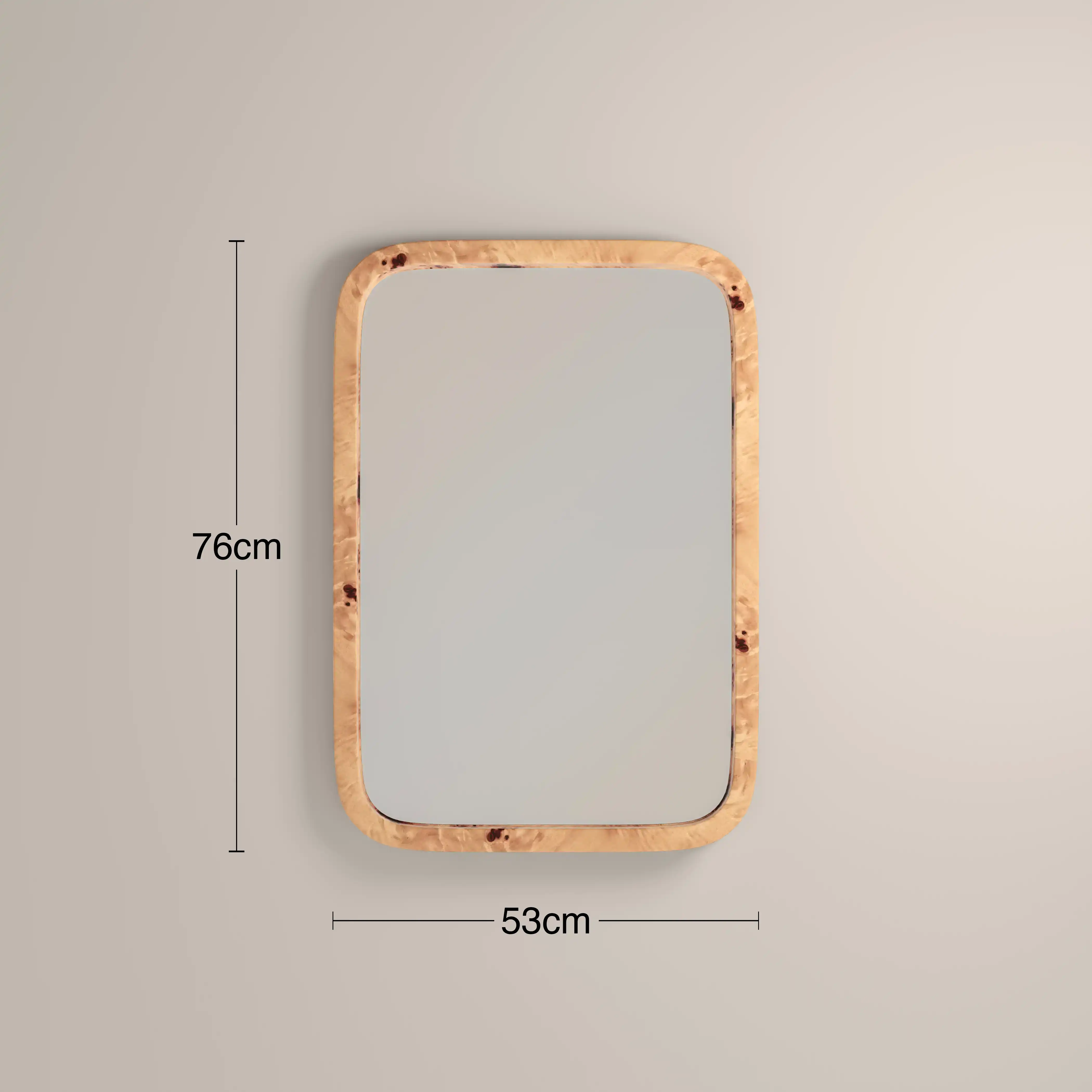 Kolson Rectangle Wall Mirror,  76 x 53 cm| Burl Wood - Image 4