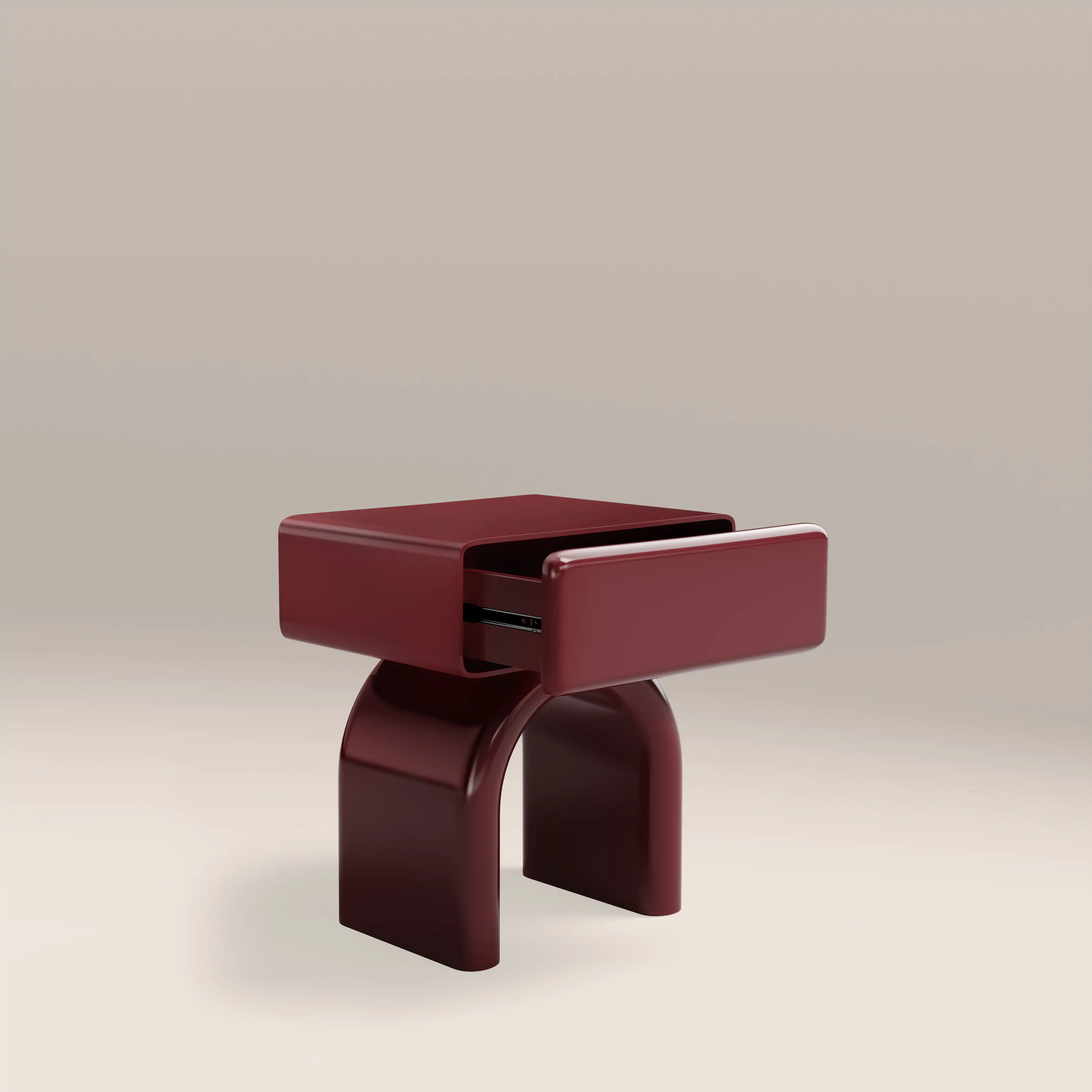 Kudo 1 Drawer Bedside Table | High Gloss Burgundy - Image 3