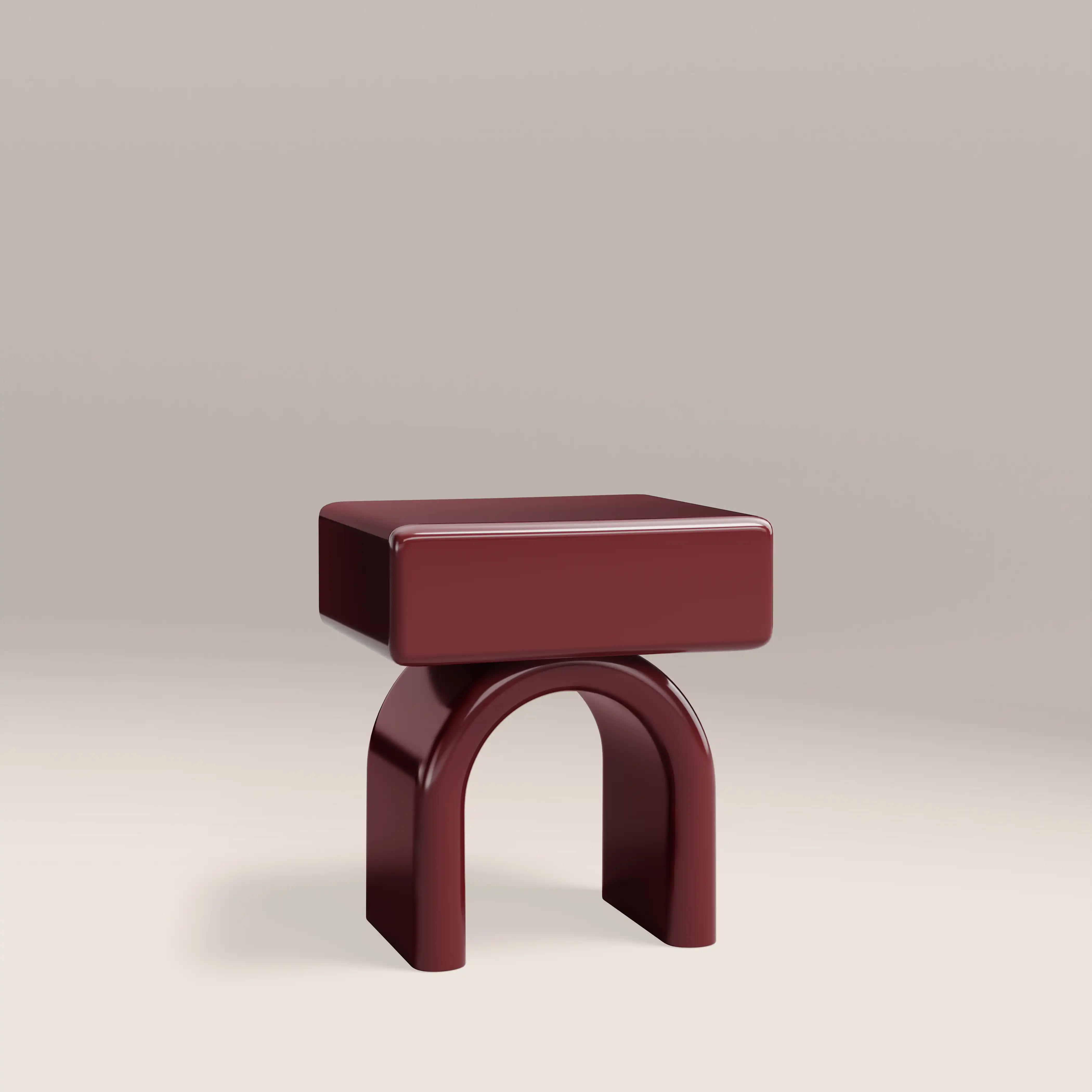 Kudo 1 Drawer Bedside Table | High Gloss Burgundy - Image 4