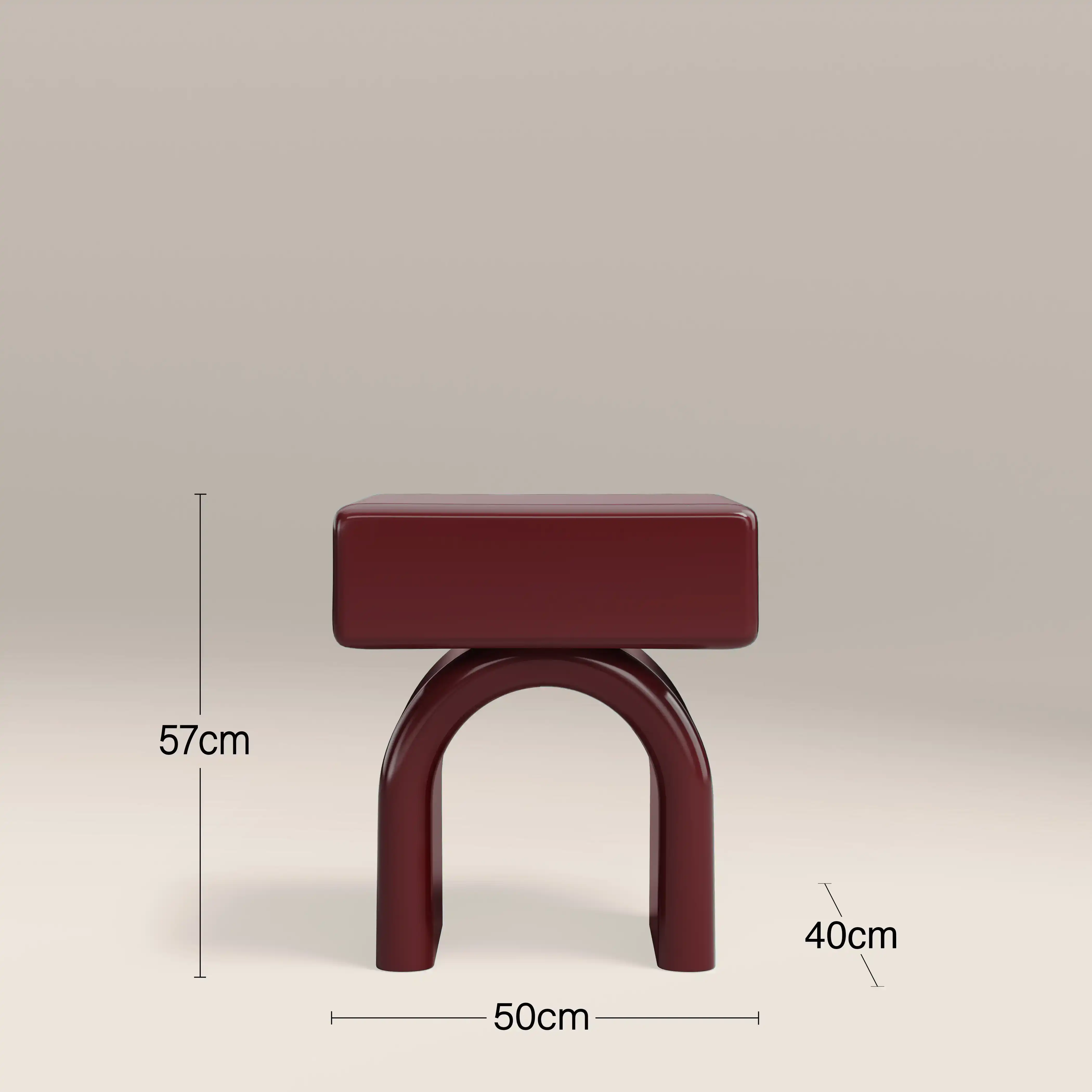 Kudo 1 Drawer Bedside Table | High Gloss Burgundy - Image 5