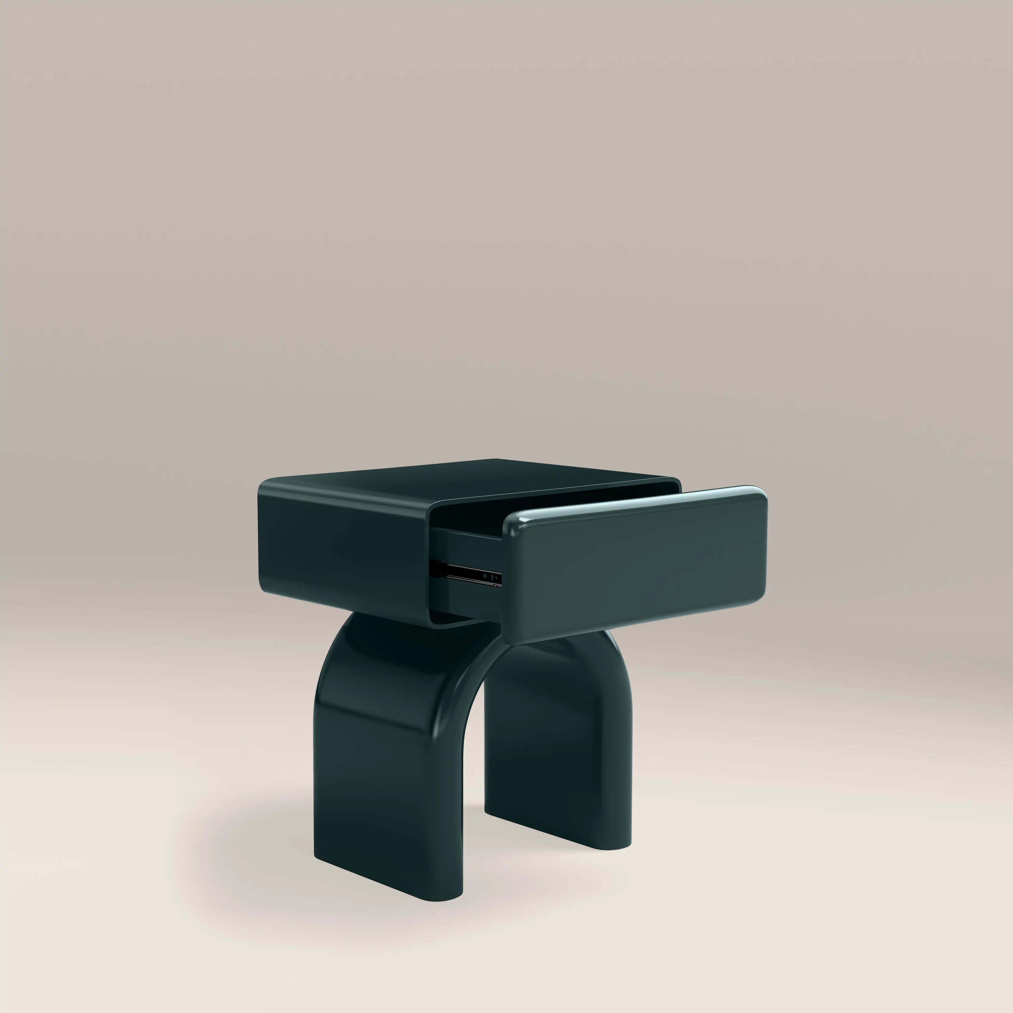 Kudo 1 Drawer Bedside Table | High Gloss Emerald Green - Image 2